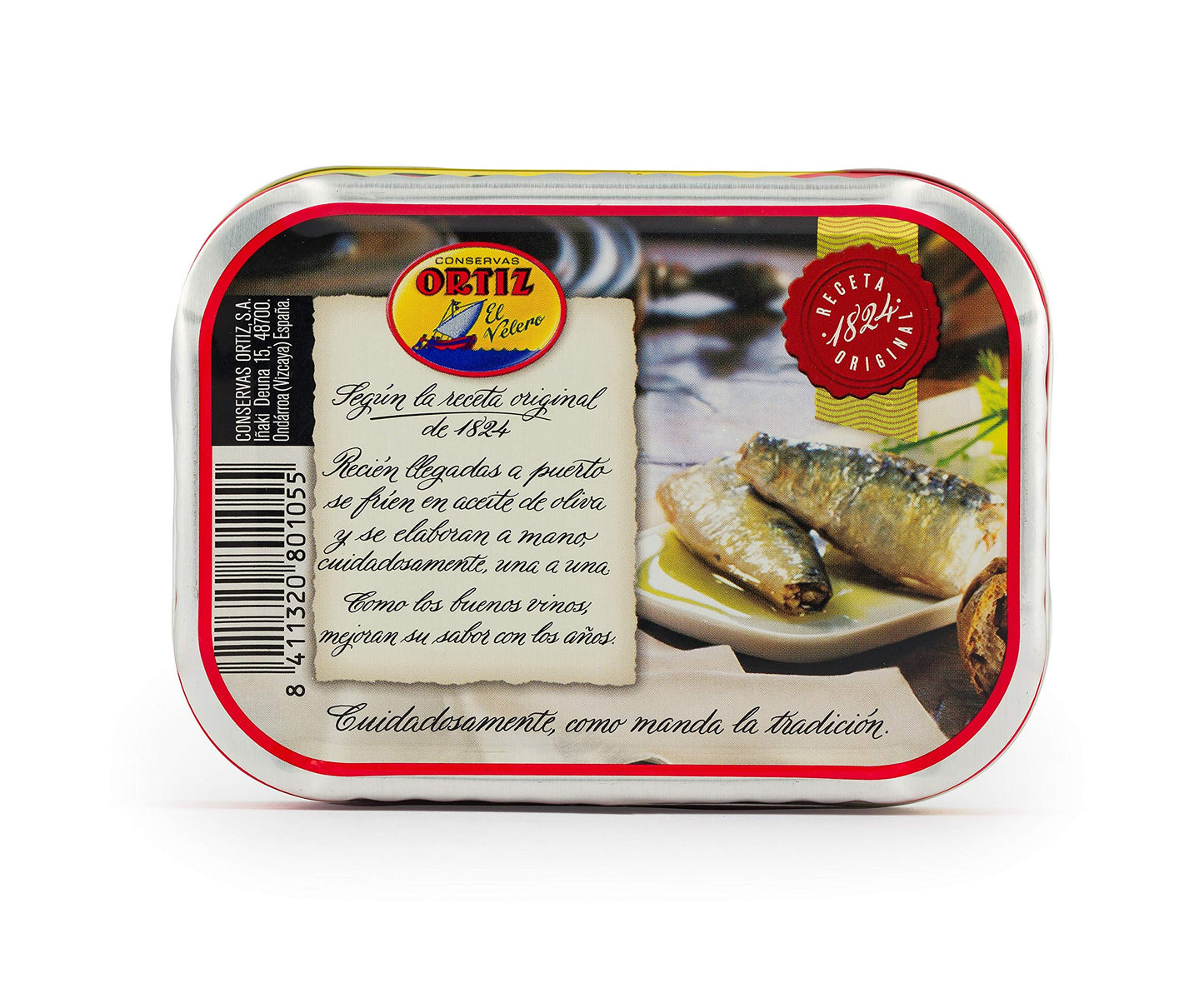 Ortiz Sardines A la Antiqua  Old Style   Moist and Tender  Wild Caught in Sdiscomfort-reducing and Hand-Packed in enhanced Extra Virgin Olive Oil  Enjoy in Salads  Sandwiches and on Toast  4.9oz Can (Pack of 8)