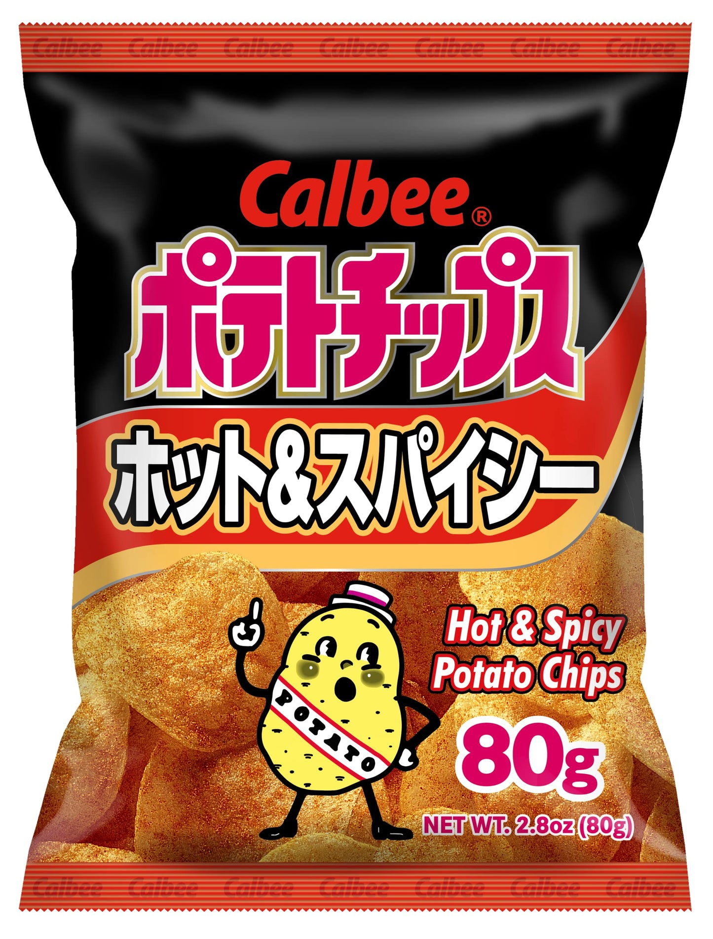 Calbee Potato Chips, Hot & Spicy Flavor, 2.8 oz, 24 Pack