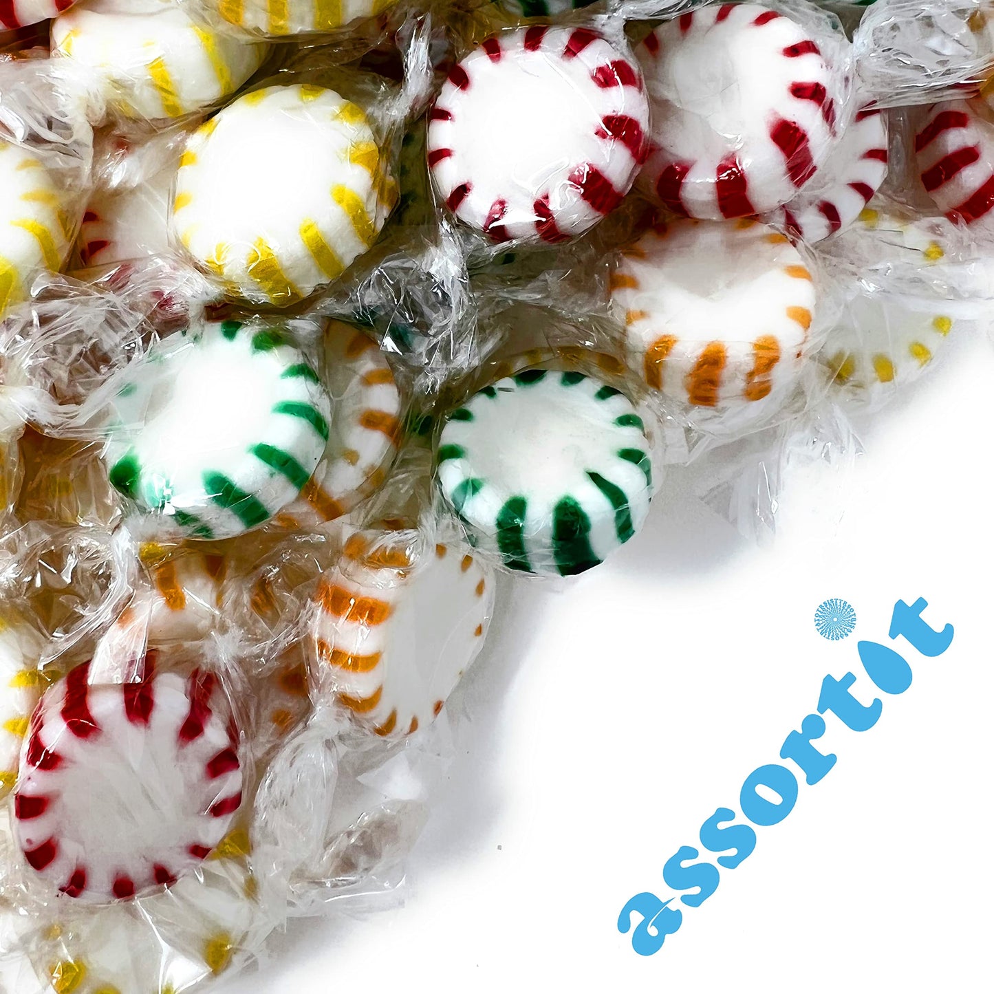 Assortit Fruit Flavored Starlight Hard Candy - Assorted Flavors - 3 lbs - Individually Wrapped - Red, Yellow, Green, Orange, White