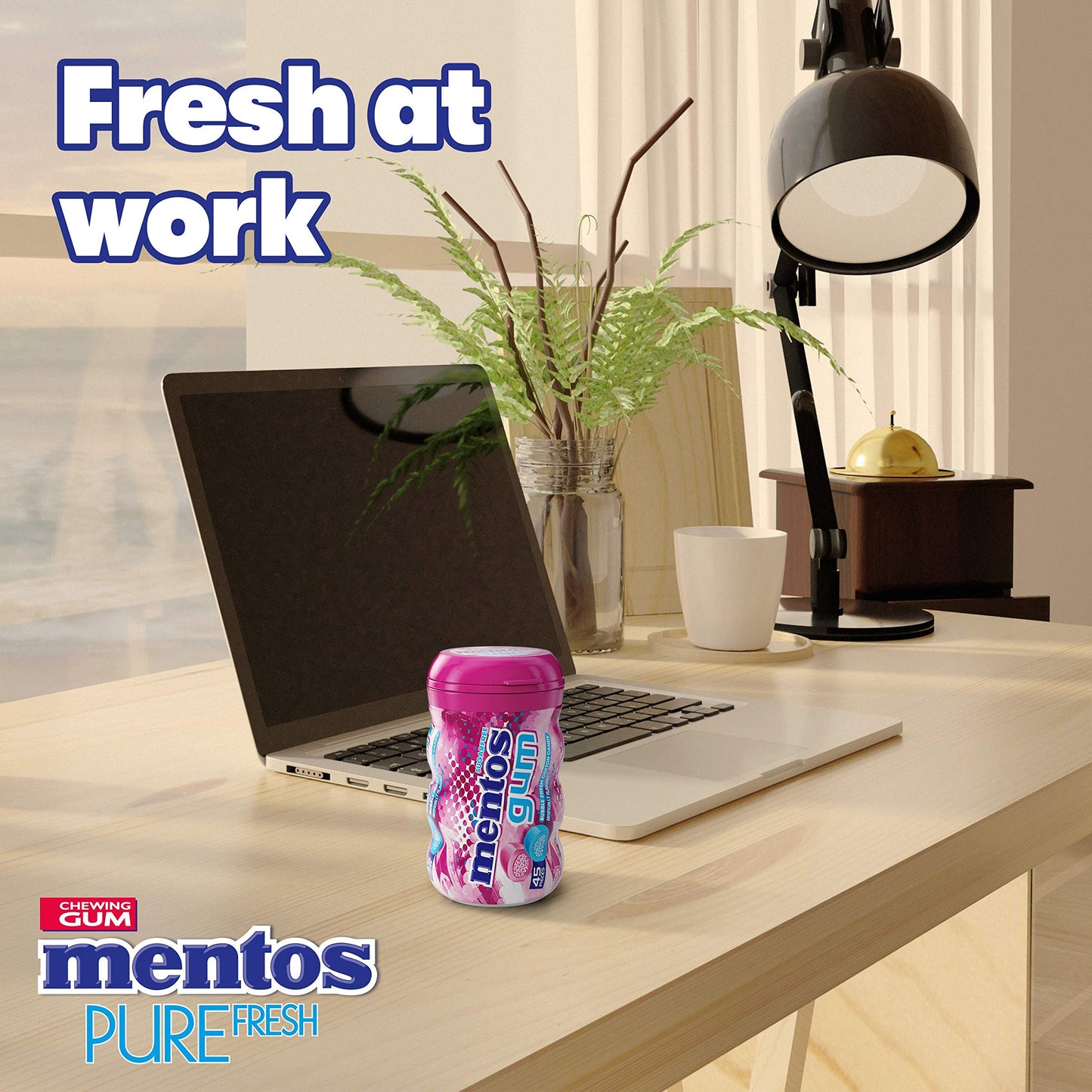 Mentos Pure Fresh Sugar-Free Chewing Gum With Xylitol, Bubble Fresh Flavor, Bubble Gum, 50 Piece Bottle (Bulk Pack Of 6)