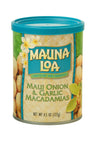 Mauna Loa Premium Hawaiian Roasted Macadamia Nuts, Maui Onion Garlic Flavor, 4.5 Oz Can (Pack of 12)