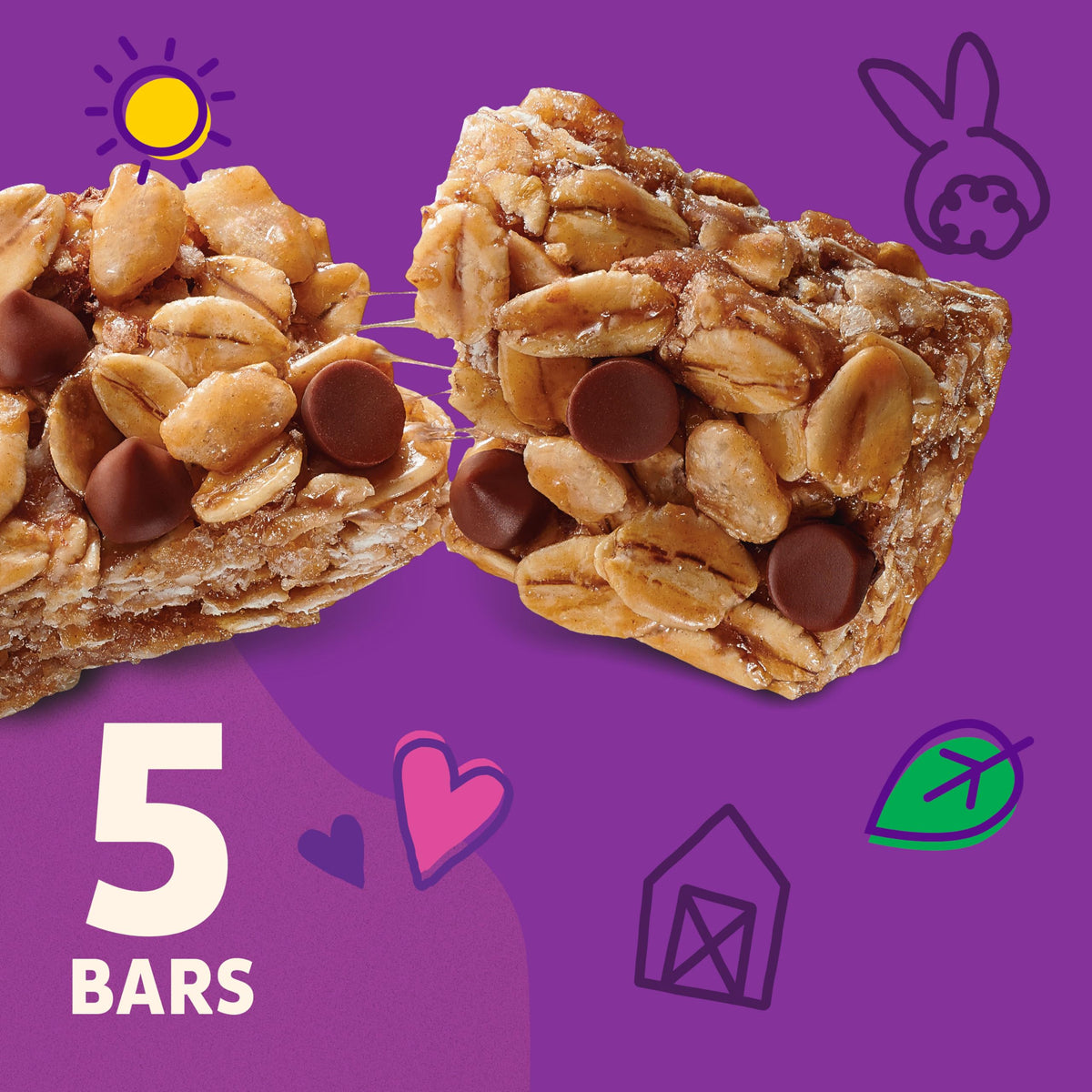 Annies Chewy Granola Bars, Sunflower Butter Chocolate Chip, Organic Snacks, 5 Count, 4.45 oz