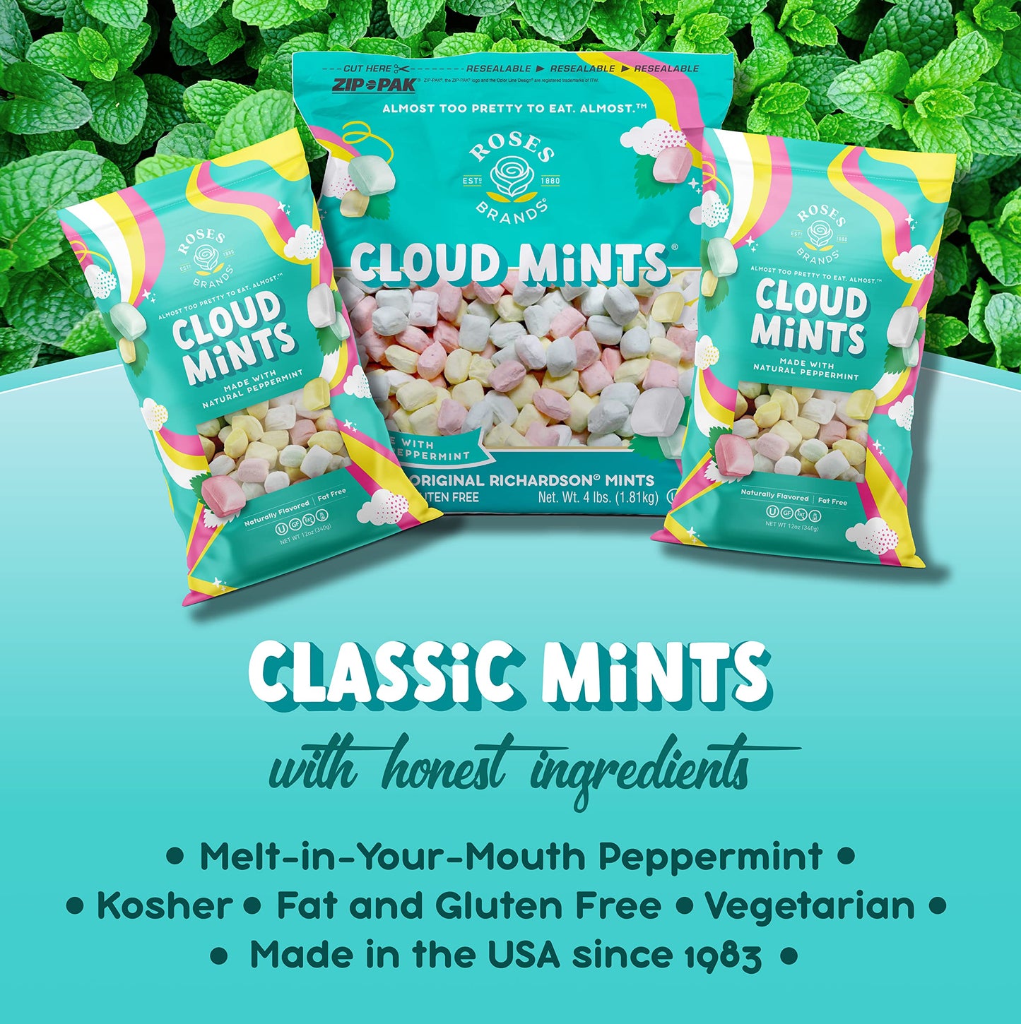 Roses Brands - Cloud Mints - Peppermint Candy, 4 Lbs