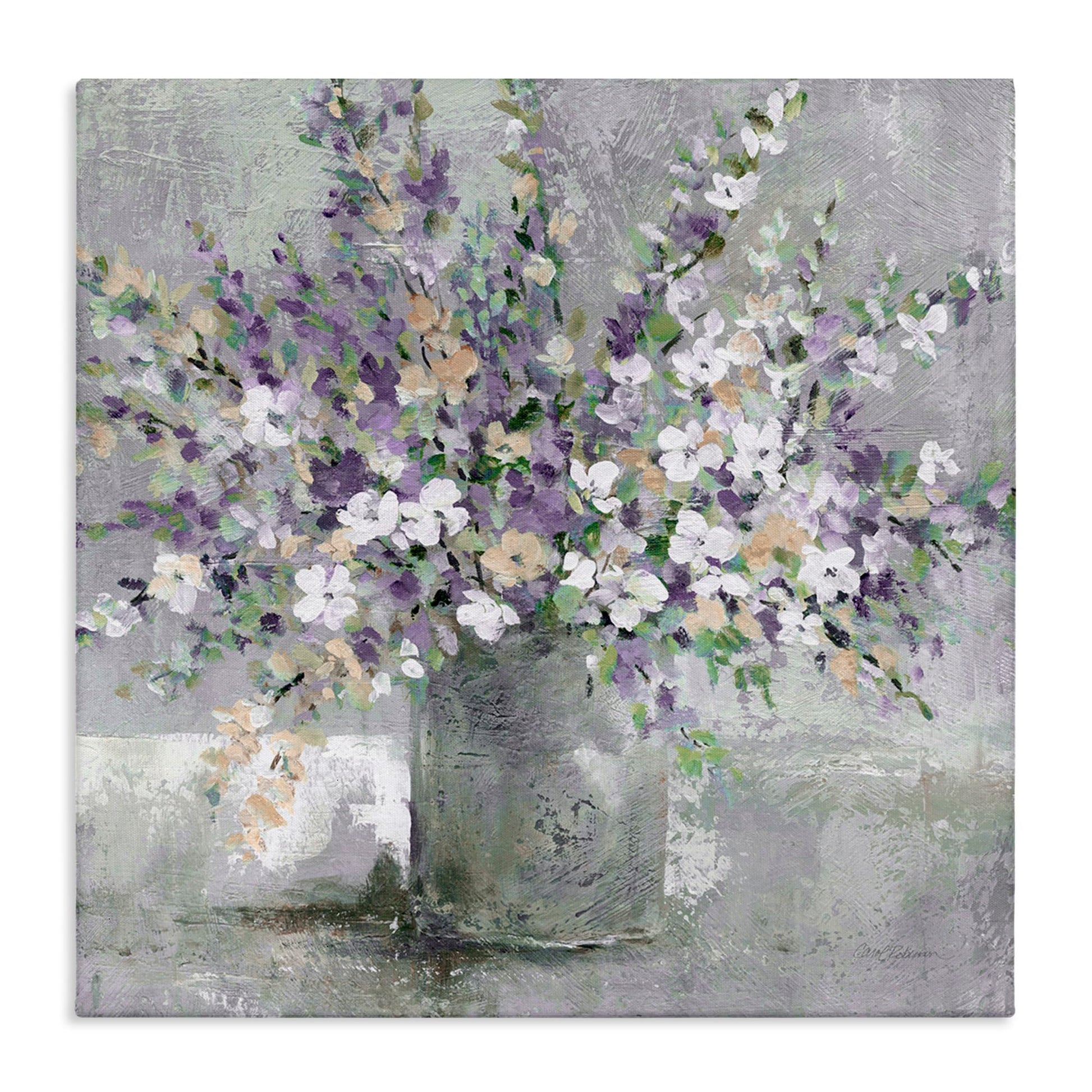 Stupell Industries Blossoming Aster Flower Bouquet Soft Purple Bouquet Painting Canvas Wall Art, Design by Carol Robinson, 36 x 
