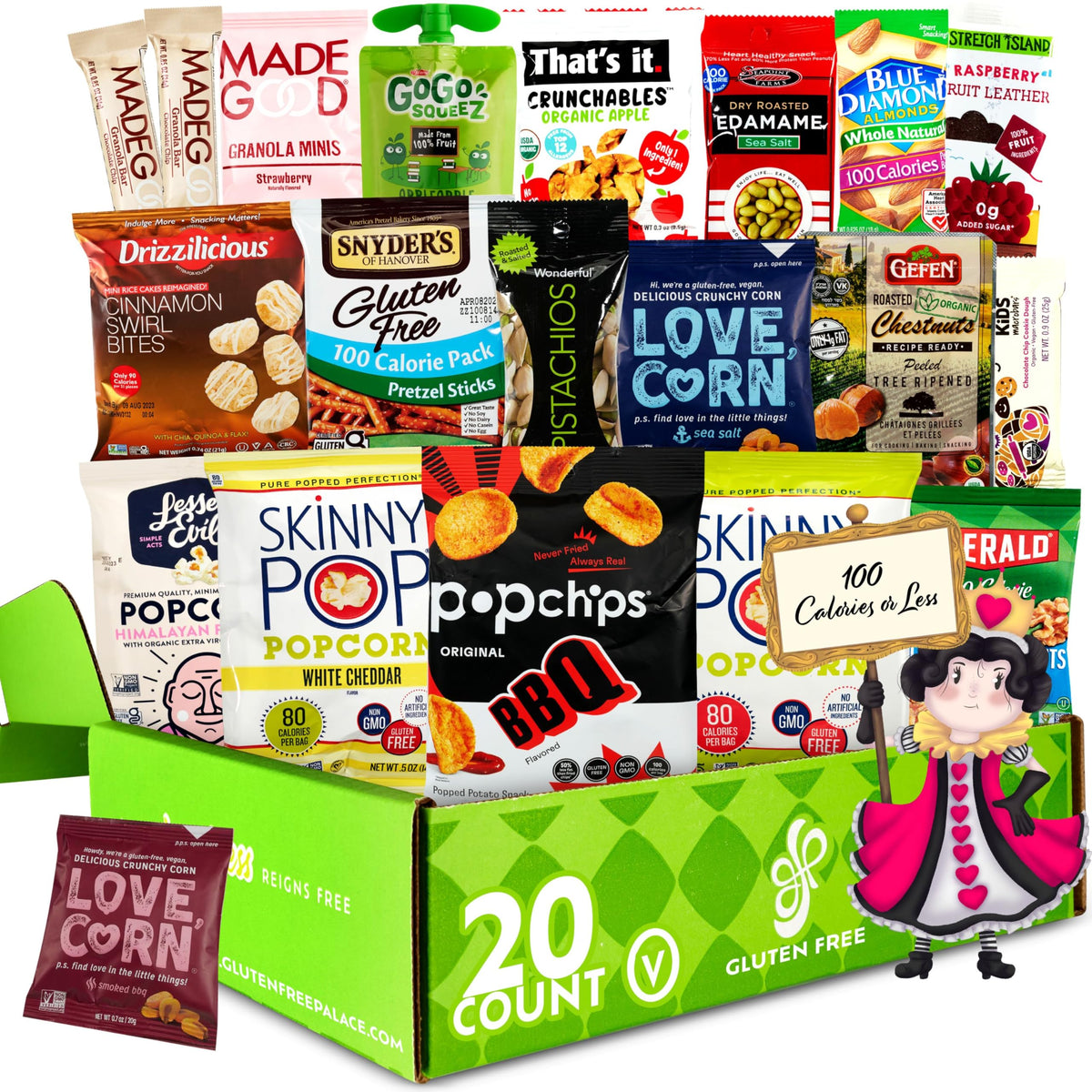GLUTEN FREE PALACE 100 Calorie Snacks Variety Pack – Vegan Protein Bars & Nuts – 20 Count