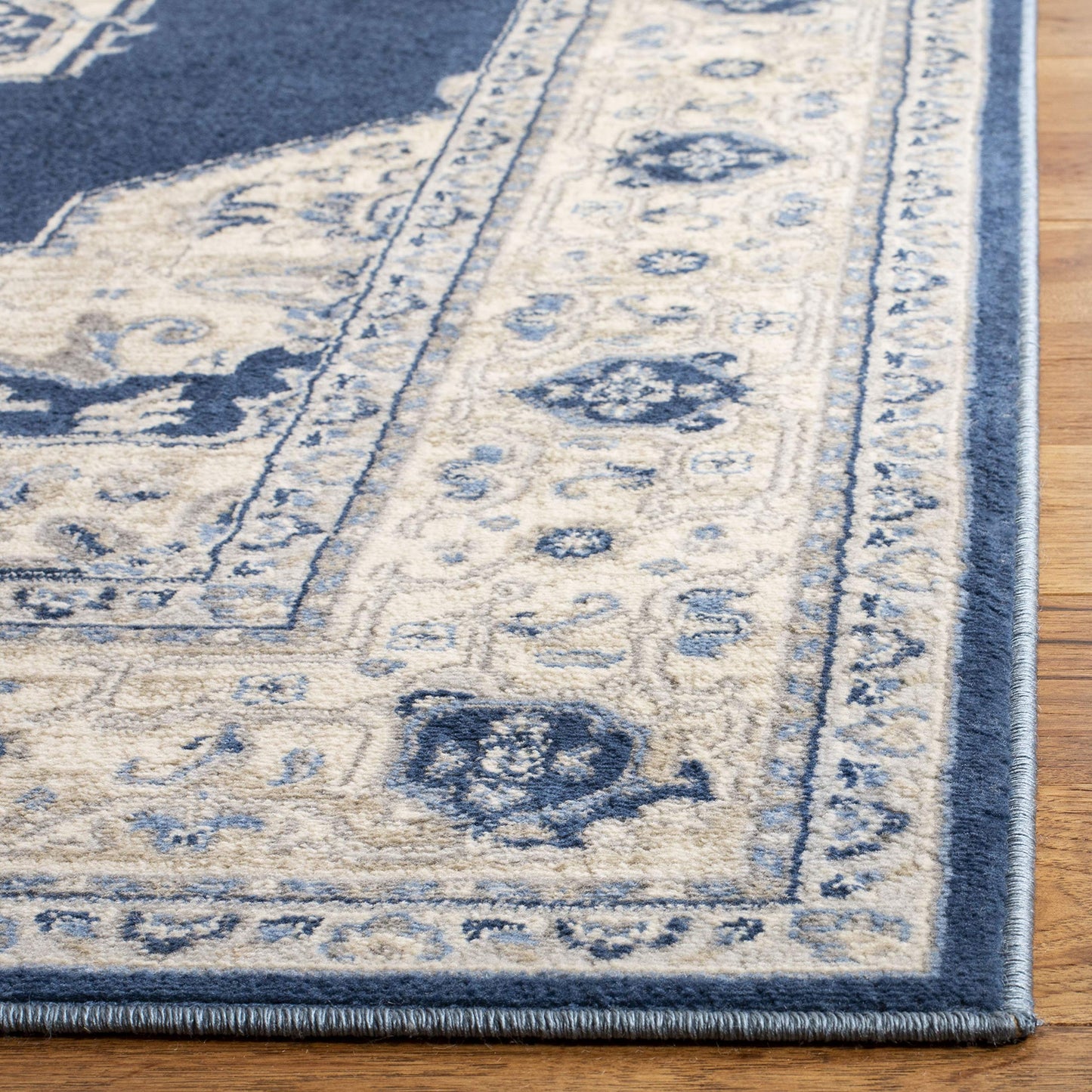 Safavieh Brentwood Collection 2 X 12 Navy  Cream Bnt865N Medallion Distressed Non-Shedding Living Room Bedroom Runner Rug
