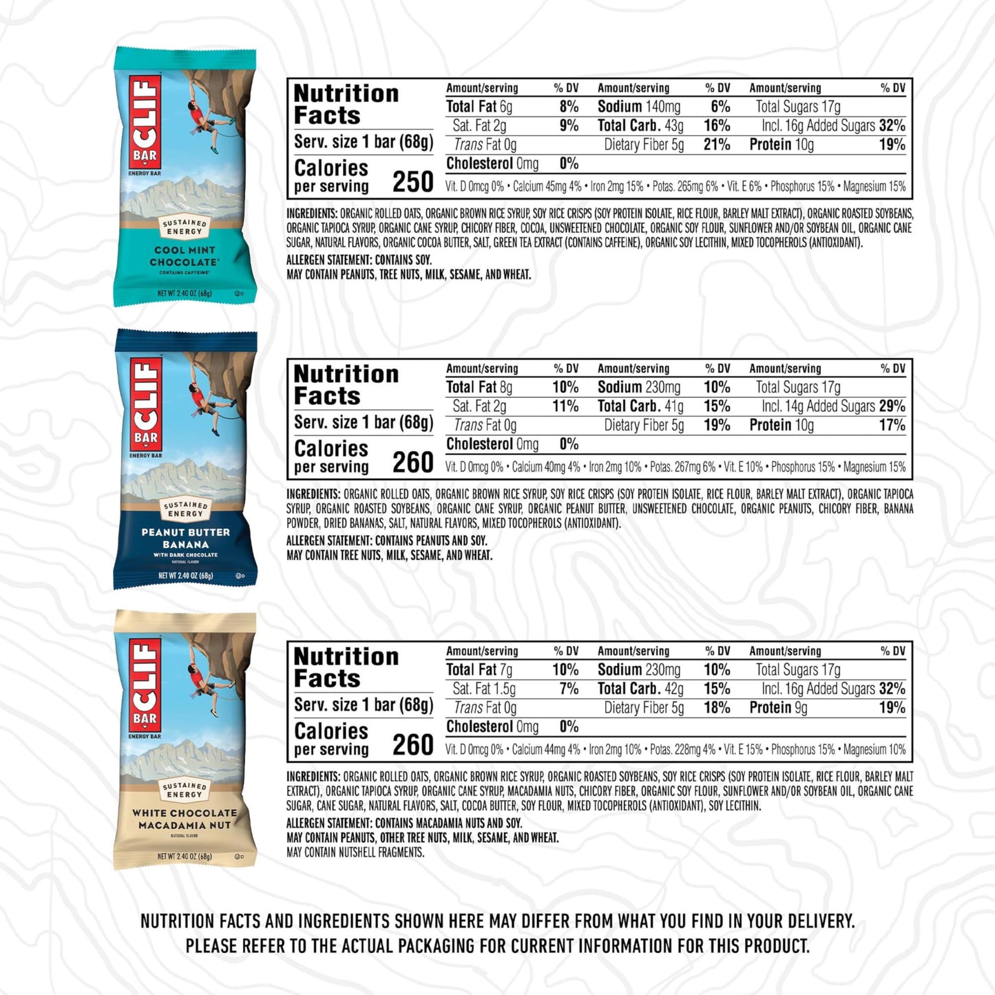 Clif Bar - Energy Protein Bars - Variety Pack - 6 Flavors - Made With Organic Oats - Energy Bars - Non-Gmo - (16 Pack)