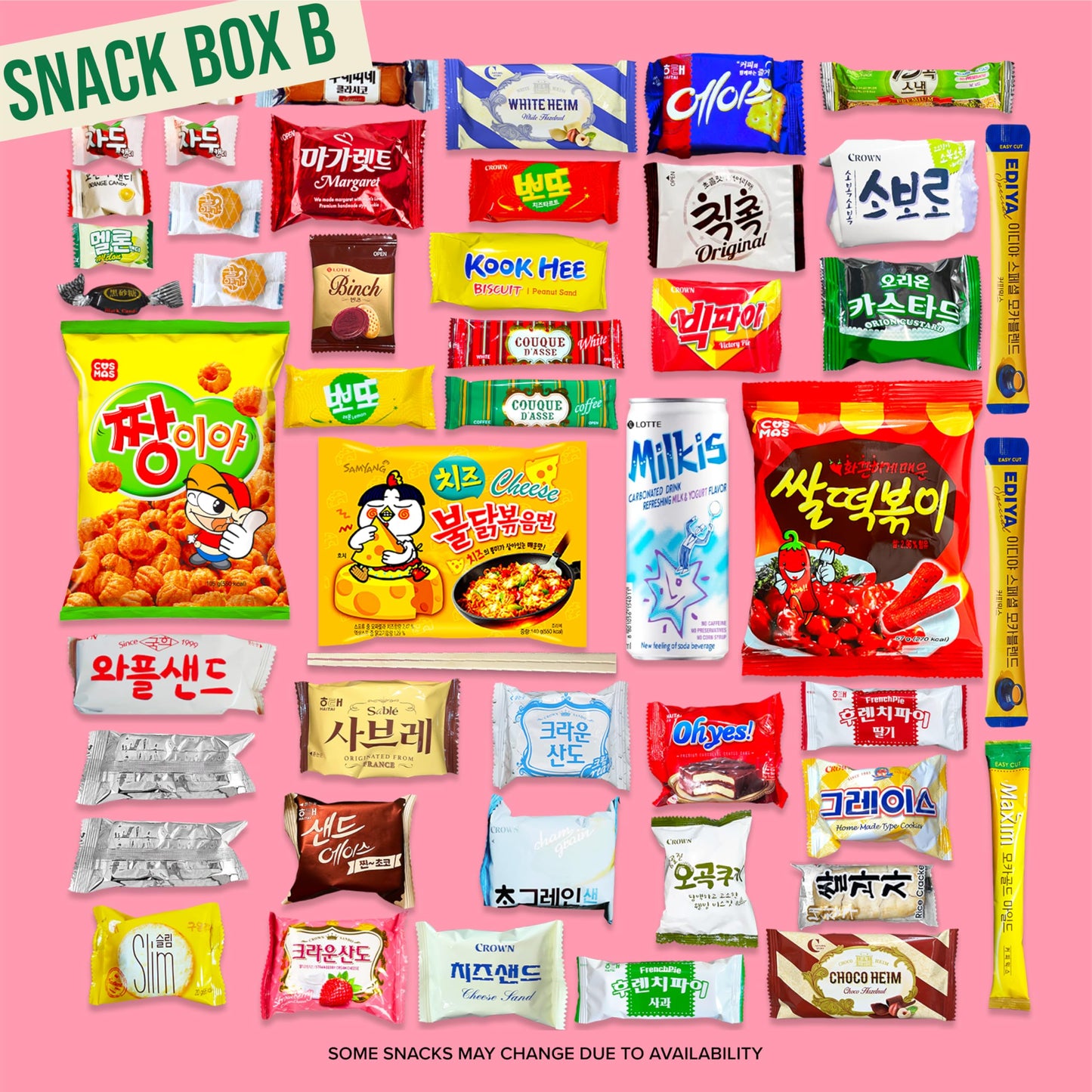 Seconde Nature Korean Snack Box - 48 Count Variety of Chips, Cookies, Ramen & Candy for Kids and mature-themeds
