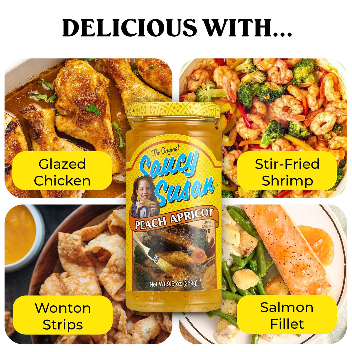 Saucy Susan Apricot Peach Sauce 9.5oz (Large Jars) - 3 Unit Pack