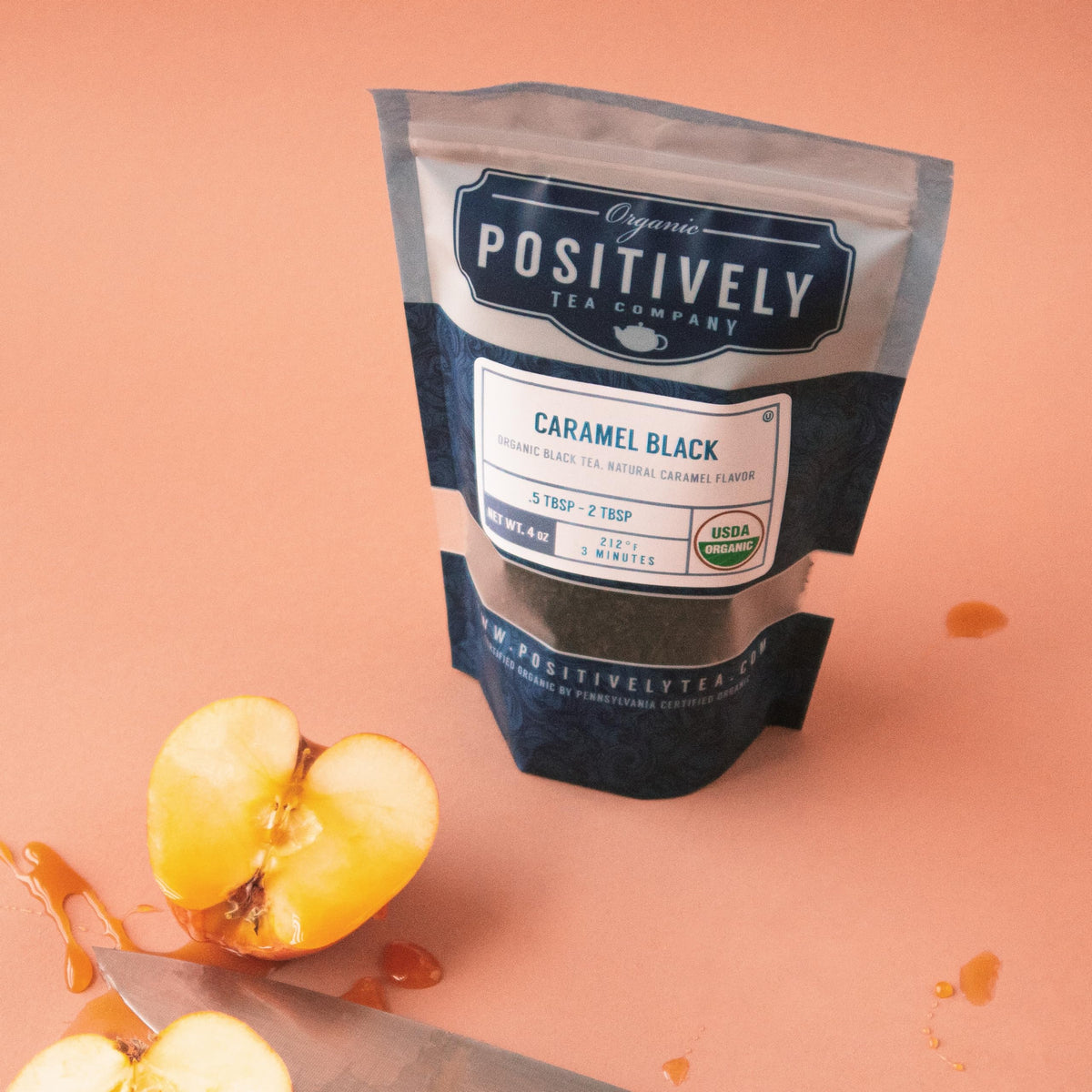 Organic Positively Tea Company, Caramel Black Tea, Loose Leaf, 4 Ounce