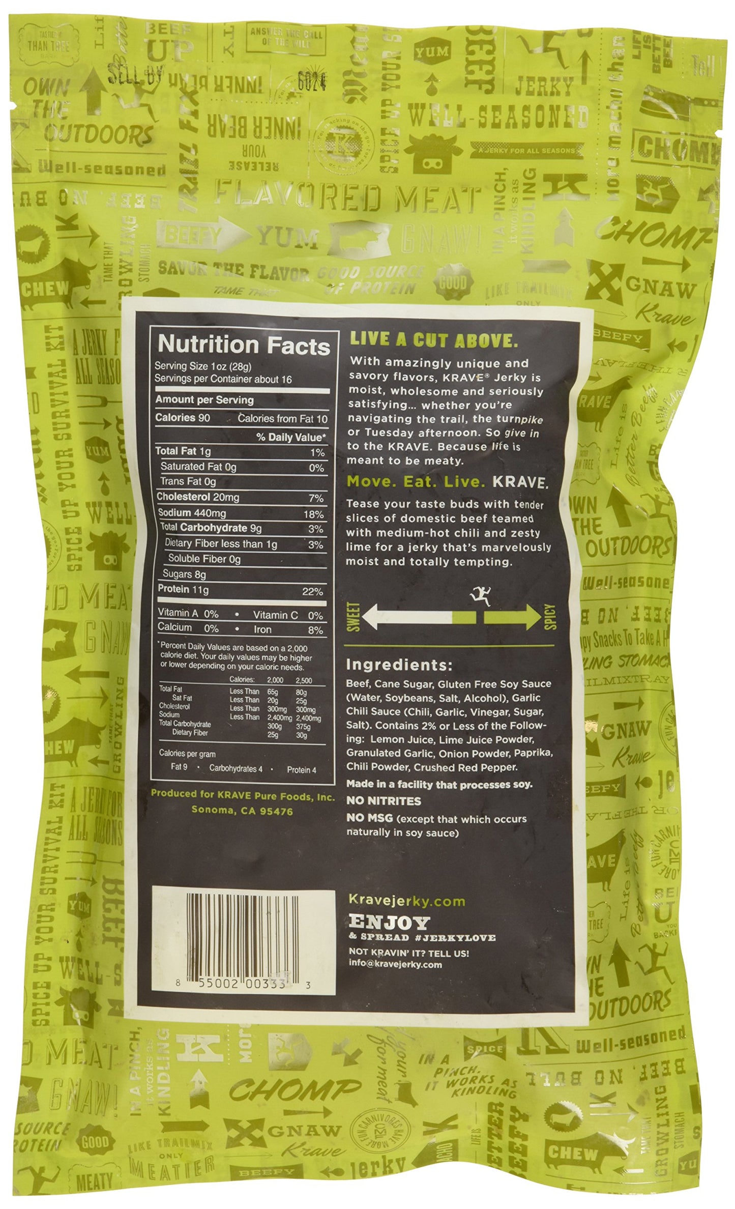 Krave Beef Jerky Chili Lime 16 Ounce