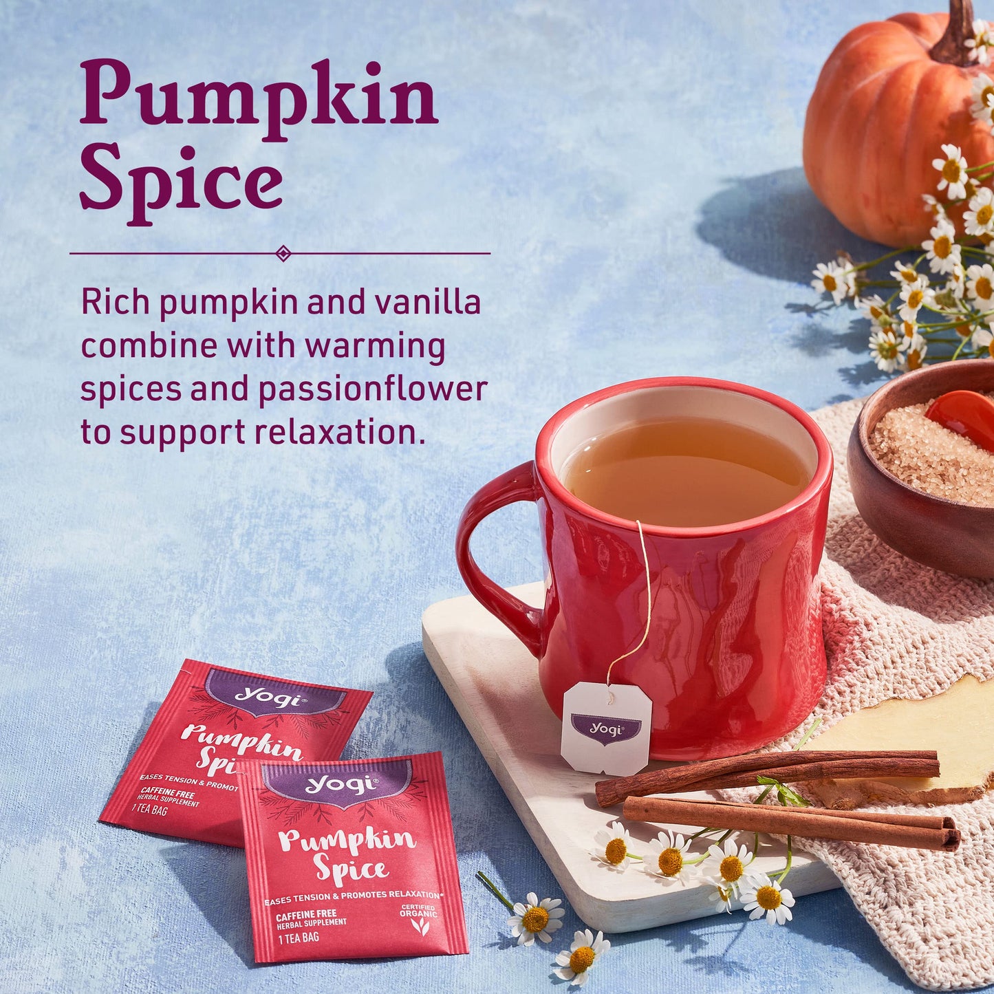 Yogi Tea Pumpkin Spice Tea - 16 Tea Bags per Pack (4 Packs) - Limited Edition Organic Pumpkin Spice Tea Bags - Perfect for the Holidays - Includes Cinnamon Bark  Cardamom Pod  Nutmeg Kernel & More