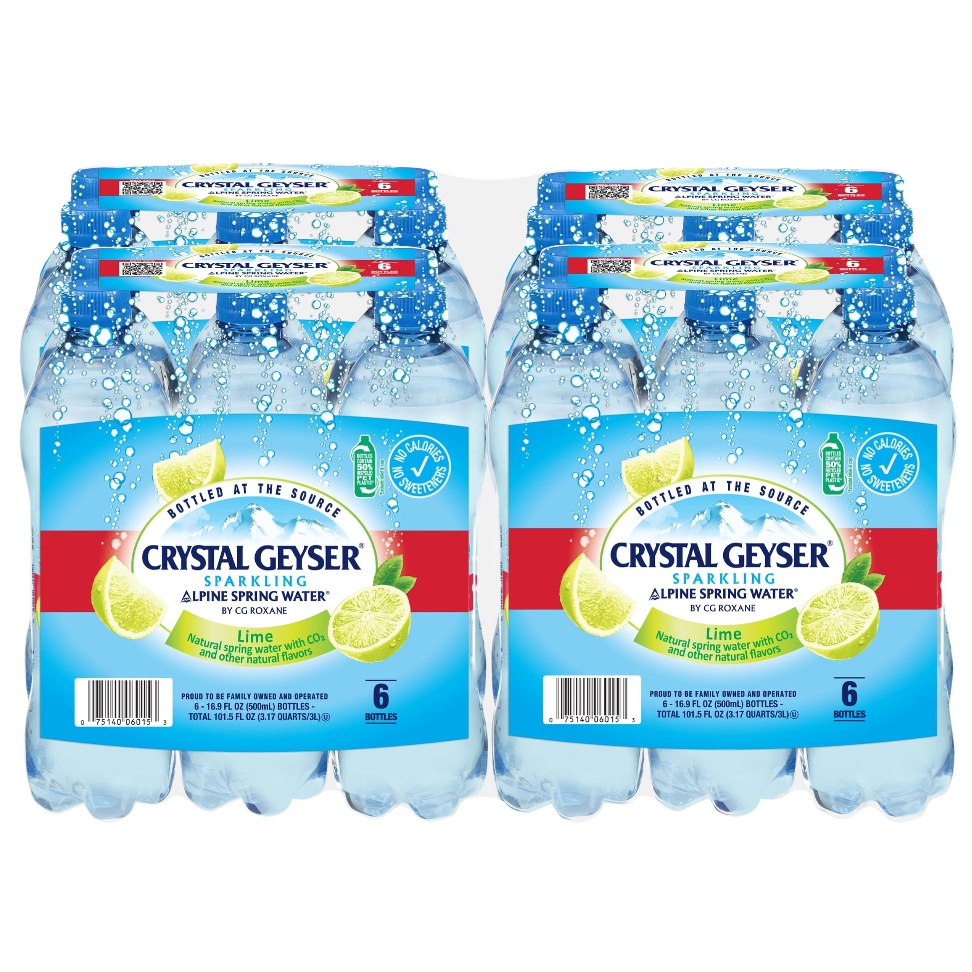 Crystal Geyser Sparkling Lime Alpine Natural Spring Water, 24-Pack, 16.9oz Bottles, Zero Calories and No Sweeteners, Naturally F