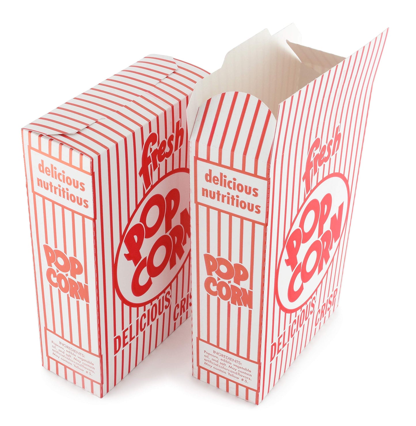 SNAPPY Popcorn Boxes, Close Top, Red and White, 1.25 Oz, 100 Count, Model 3003H