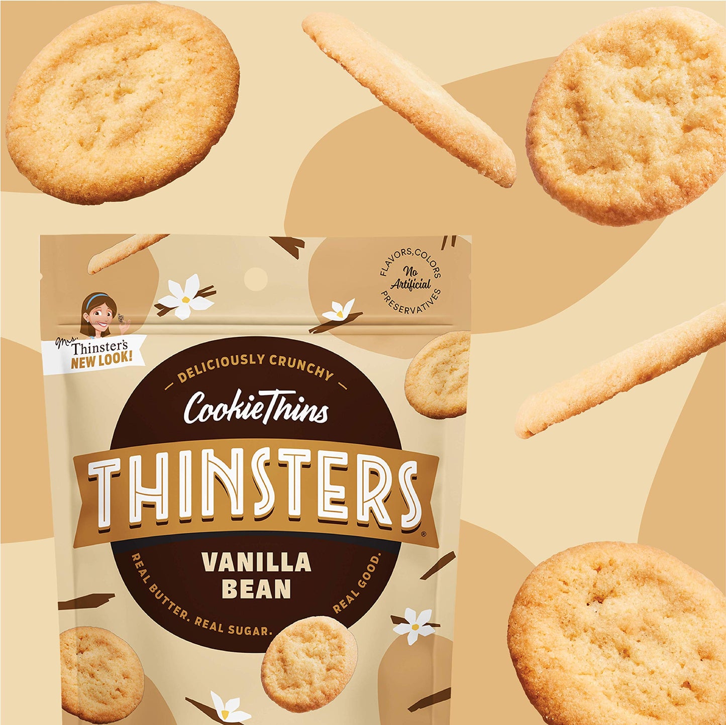 Thinsters Cookies, Vanilla Bean Cookie Thins, 4 oz Pack