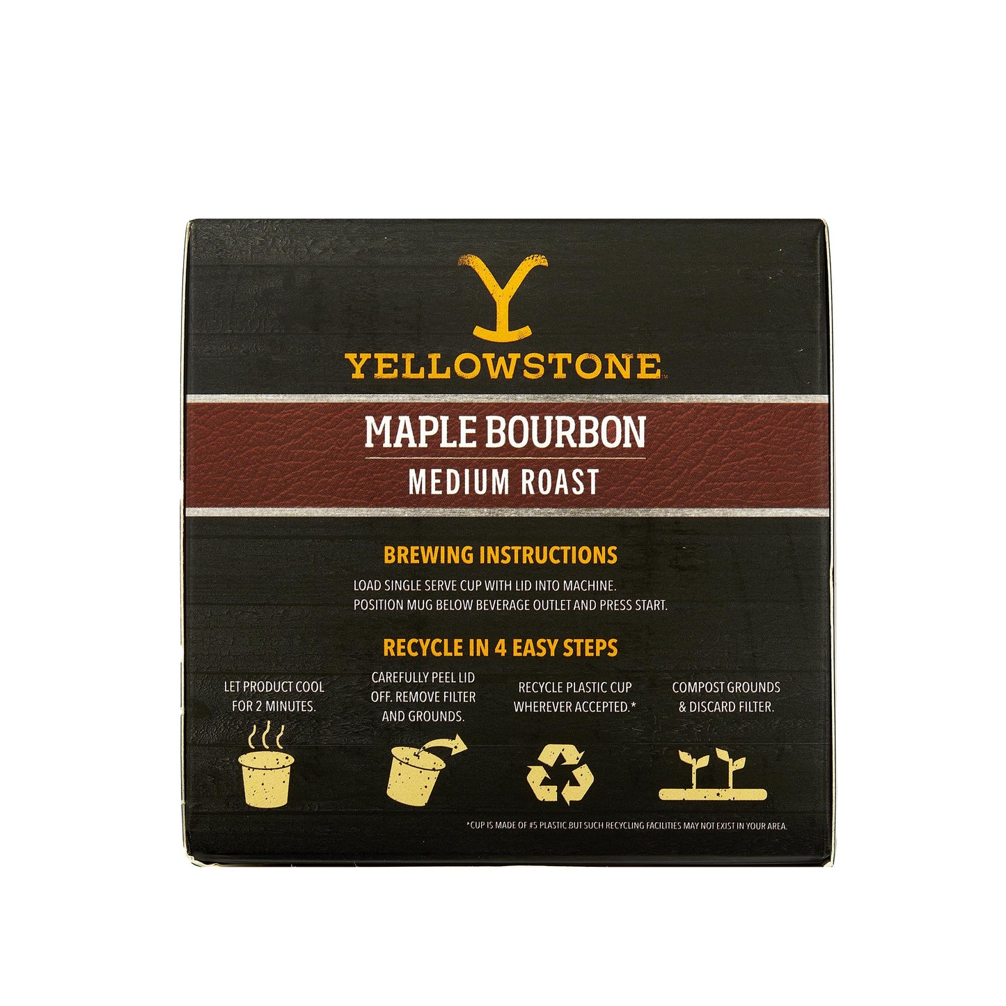 Yellowstone Maple spirit-inspired flavor Medium Roast Coffee  Single Serve Recyclable Pods/Cups  100% Arabica Beans  36 Count