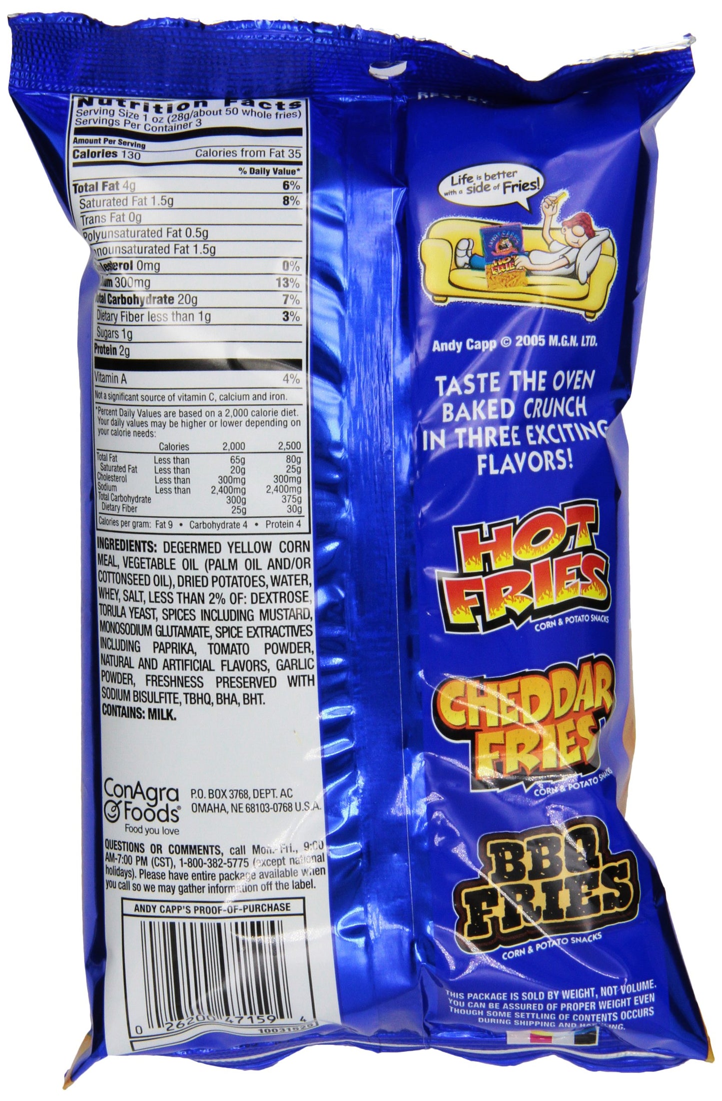 Andy Capp s Hot Fries, 3 oz, 7 Pack