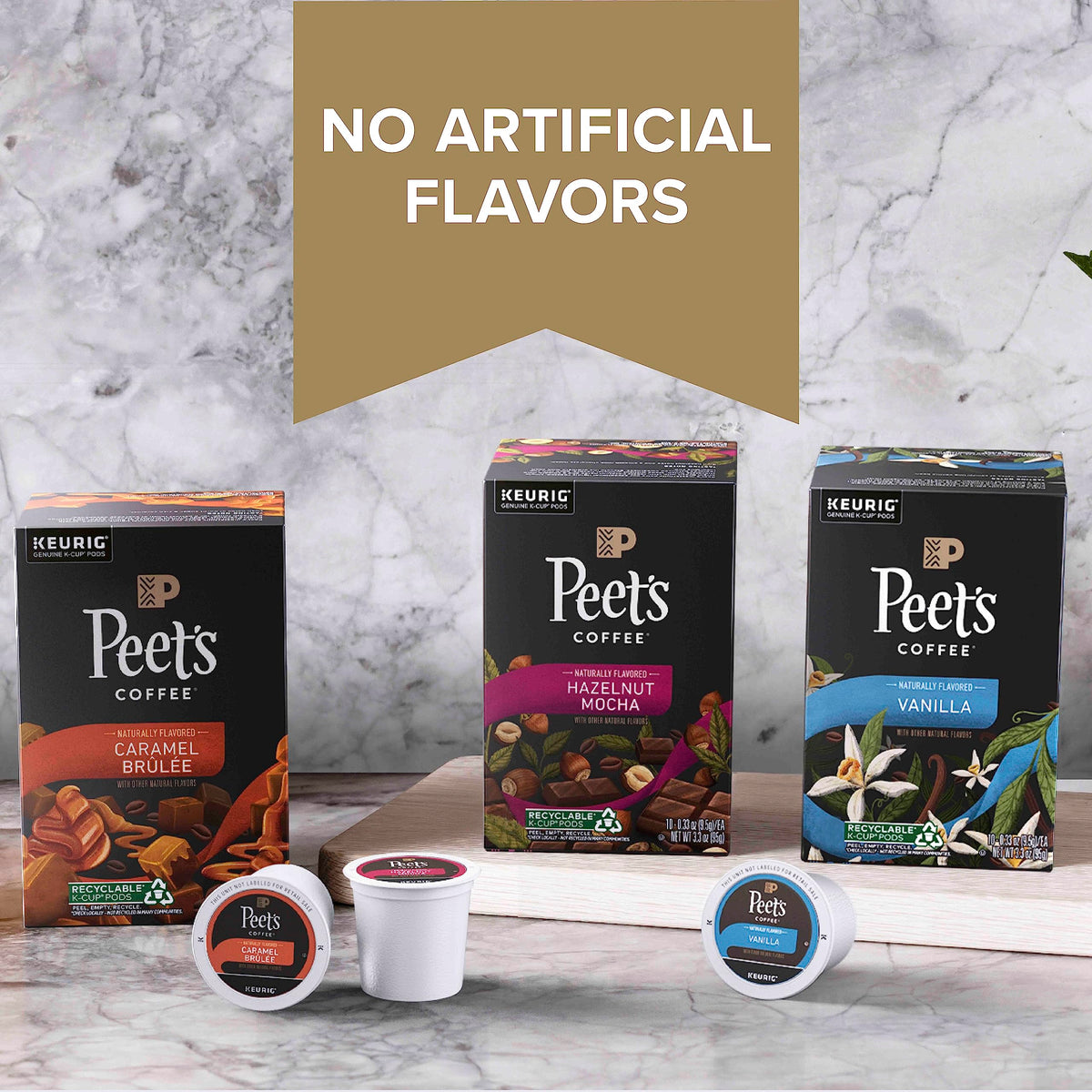 Peets Coffee Flavored Light Roast K-Cup Pods, Pumpkin Spice, 22 Count, Caramel Brûlée