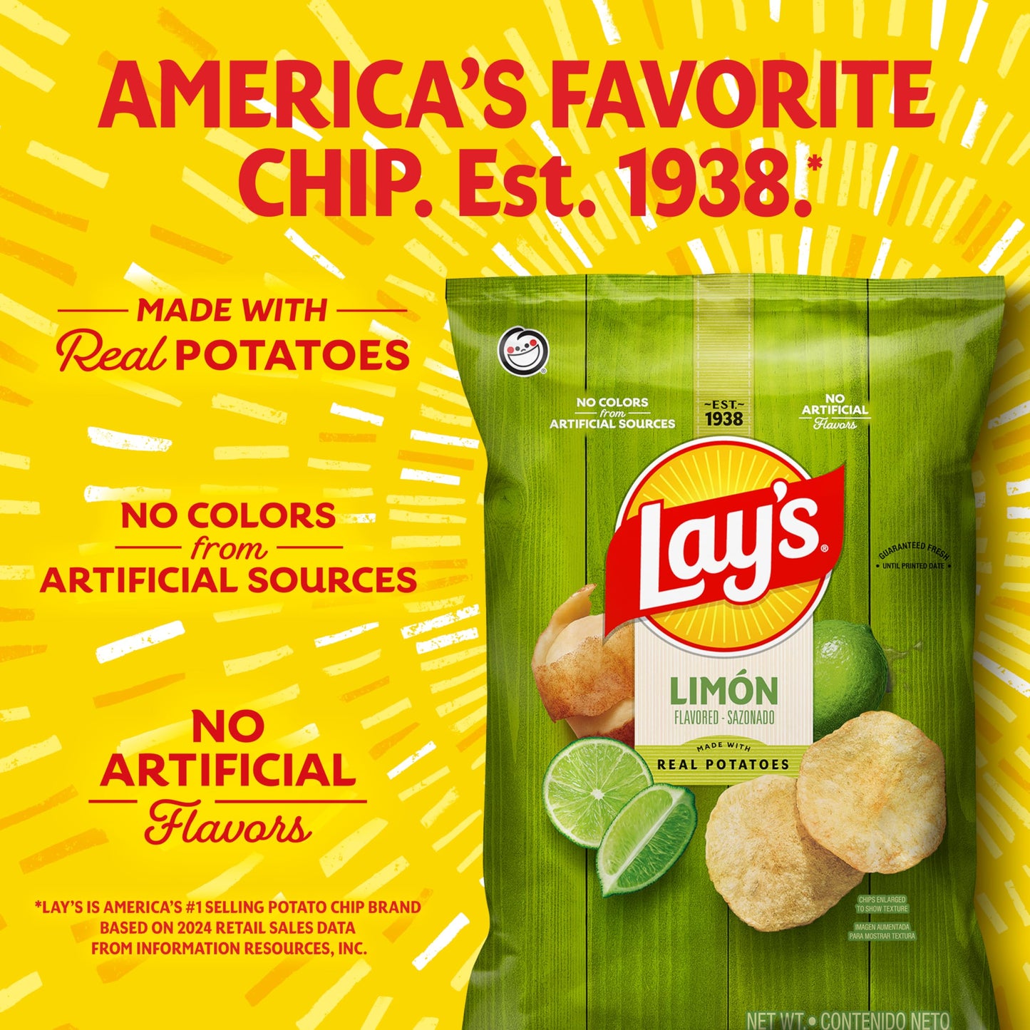 Lays Potato Chips Limon, 12.5 Oz