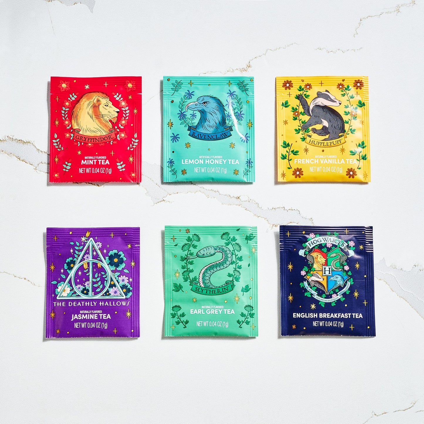 Harry Potter, Tea Gift Set, Includes Stir Wand And 48 Tea Bags In 6 Flavors, Harry Potter Gifts Tea Box With Both Green Tea Bags And Black Tea Bags