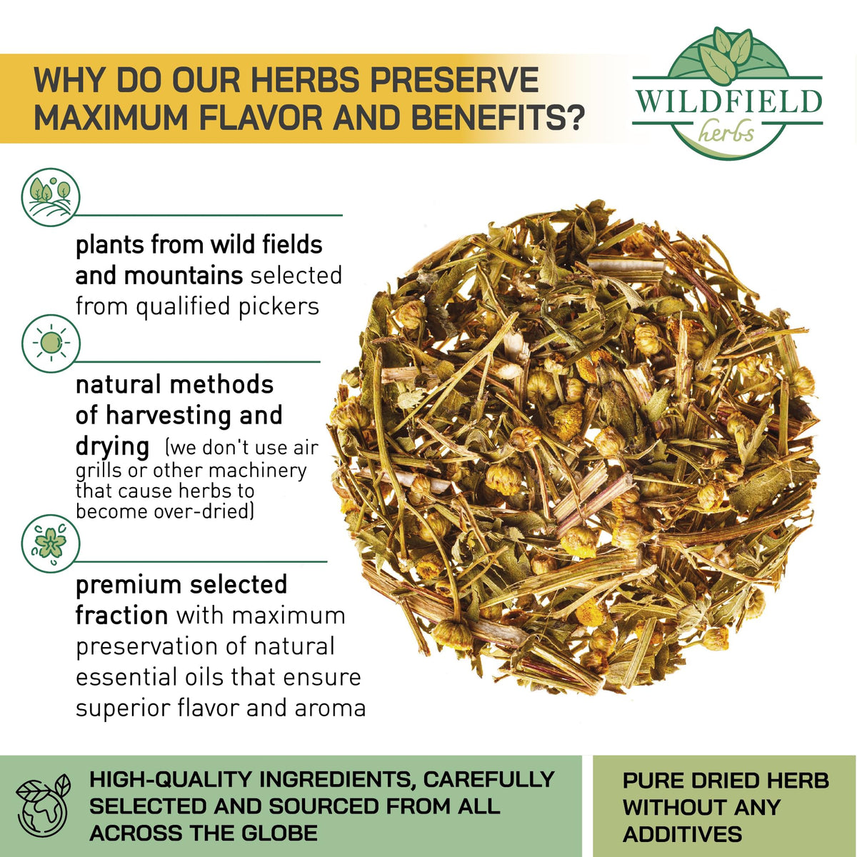 1.8 oz. Pishma Tea Tansy Flowers Herbal Tea (Tanacetum Vulgare L.) - 50g Dried Cut Tansy Flowers Herb
