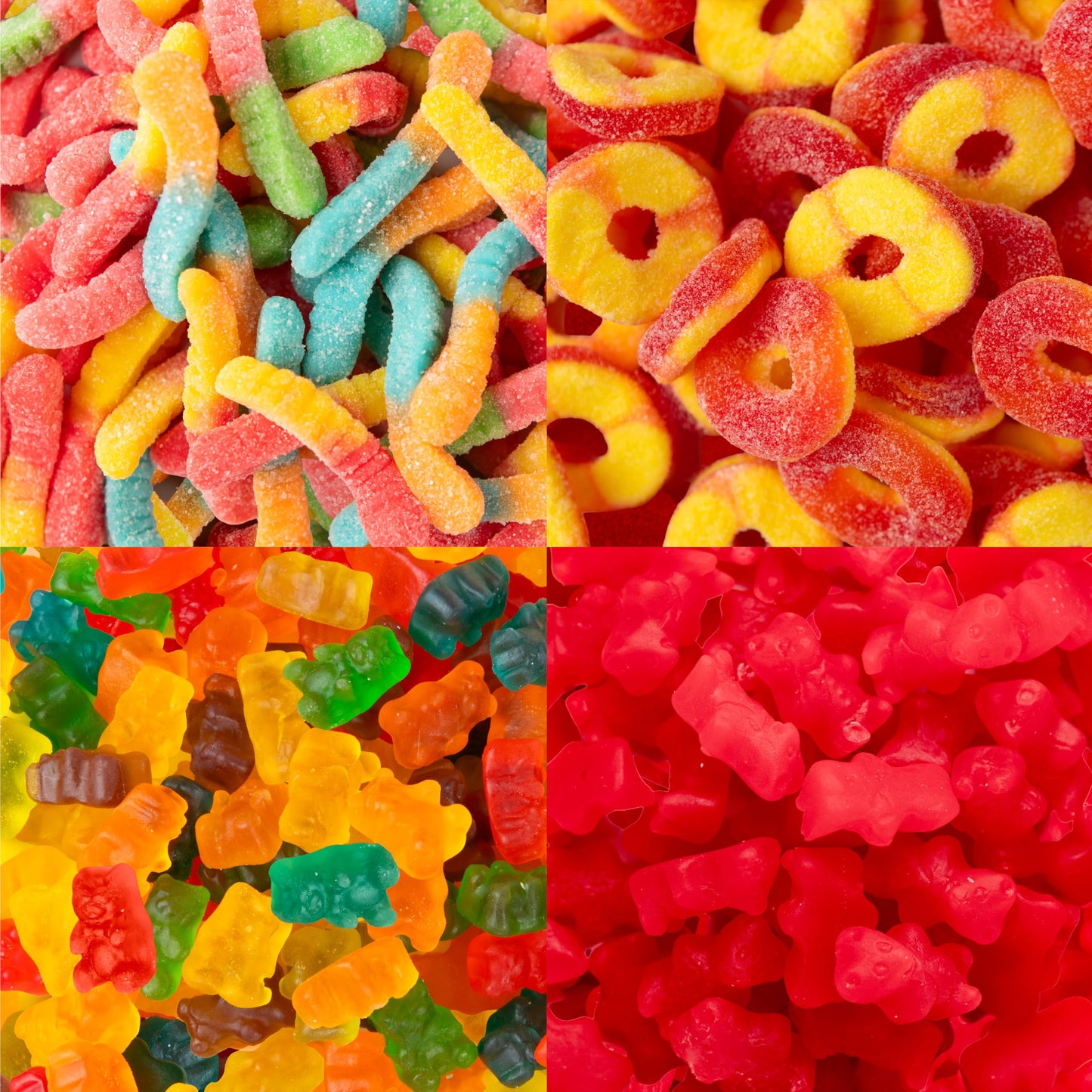 5 lb Bulk Gummy Candy Box - Includes Gummi Bears, Cinnamon Bears, Sour Gummy Worms, and Gummi Peach Rings - Fun Variety Mix for