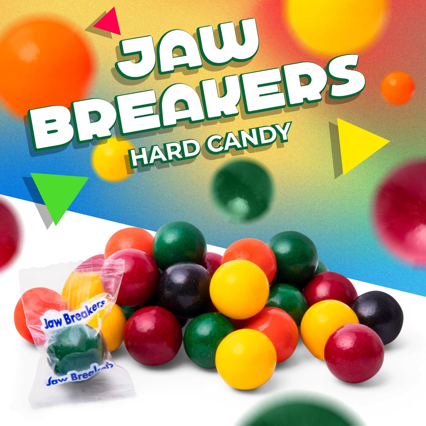 LaetaFood Jawbreakers Mini Hard Candy Fruit Flavored Assortment  Individually Wrapped (1 Pound Bag)