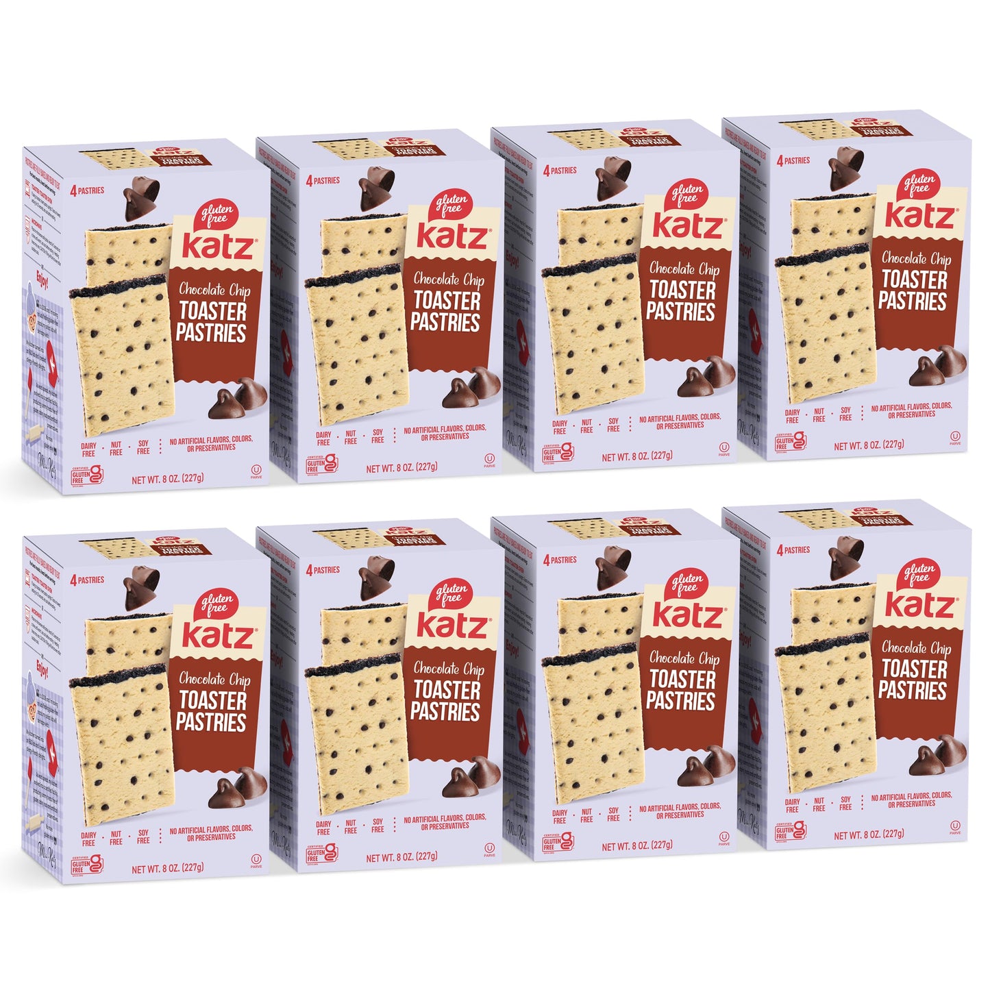 Katz Gluten Free Toaster Pastries. Chocolate Chip.Gluten Free, Dairy Free, Nut Free, Peanut Free, Soy Free. Kosher Snacks 8 OZ (