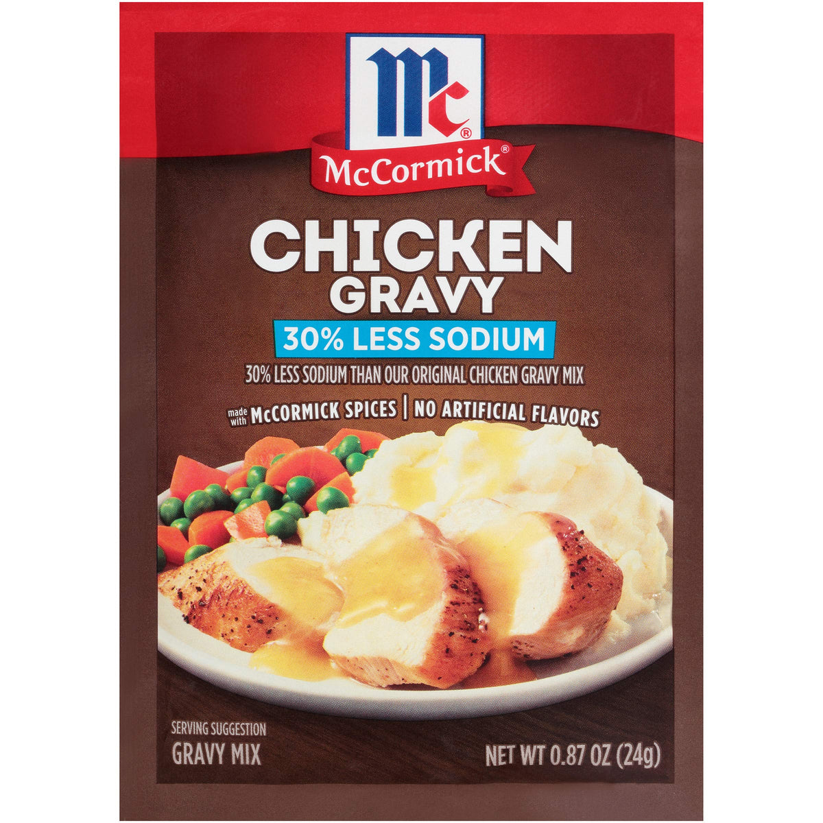 Mccormick 30% Less Sodium Chicken Gravy Mix, 0.87 Oz (Pack Of 12)