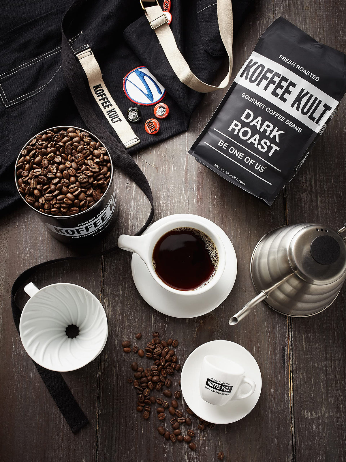 Koffee Kult Dark Roast Whole Bean Coffee - Small Batch Gourmet Aromatic Artisan Blend 100% Arabica Coffee Beans Organically Sour