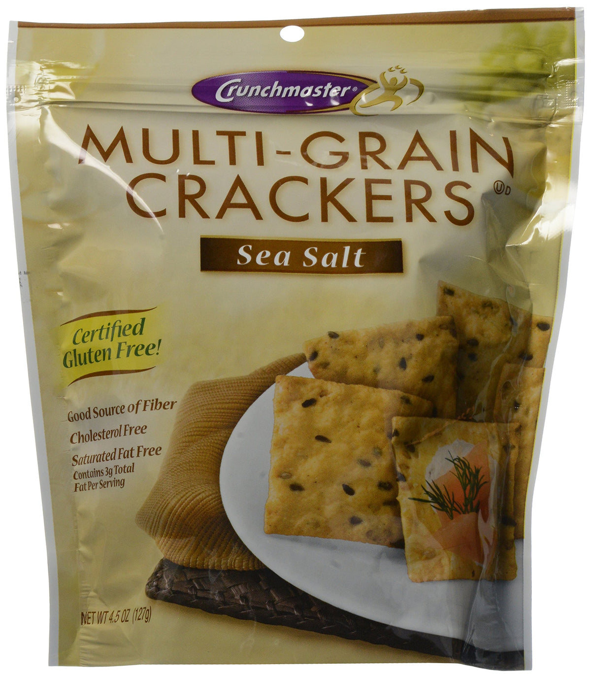 Crunchmaster Multi-Grain Crackers, Sea Salt, 4.5 Ounce (Pack of 6)