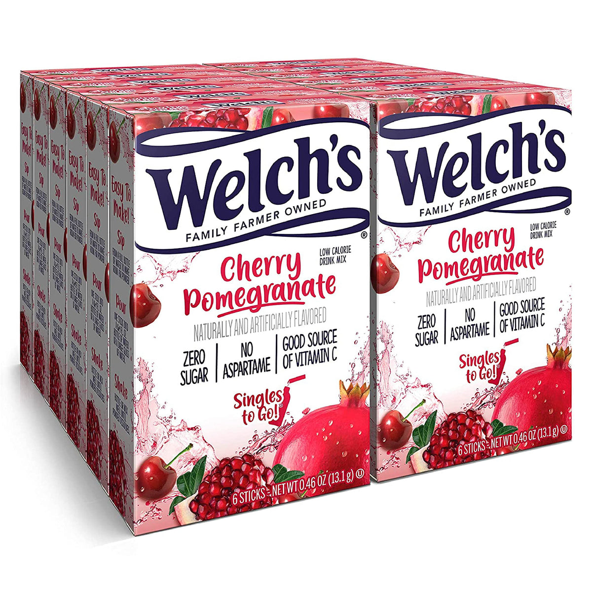Welch'S Singles To Go Water Drink Mix - Cherry Pomegranate Powder Stick Packets (12 Boxes With 6 Packets Each - 72 Total Serving