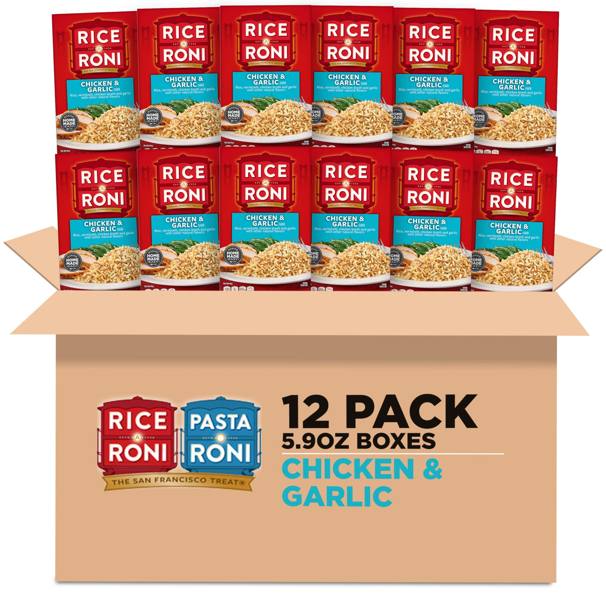 Rice-A-Roni Chicken & Garlic, 5.9-Ounce Boxes (Pack of 12)