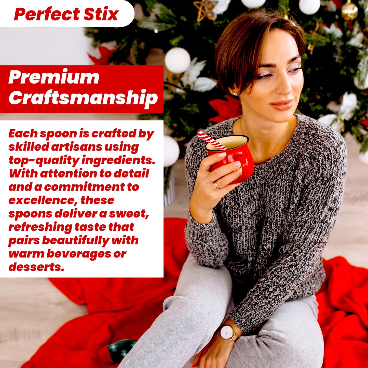 Perfect Stix Christmas Candy Cane Peppermint Spoonz.Edible Stirring Beverage Spoonz. Hot Chocolate Cocoa Tea Coffee Cocktail.Holiday Christmas Spoonz. Pack of 12 Spoonz.