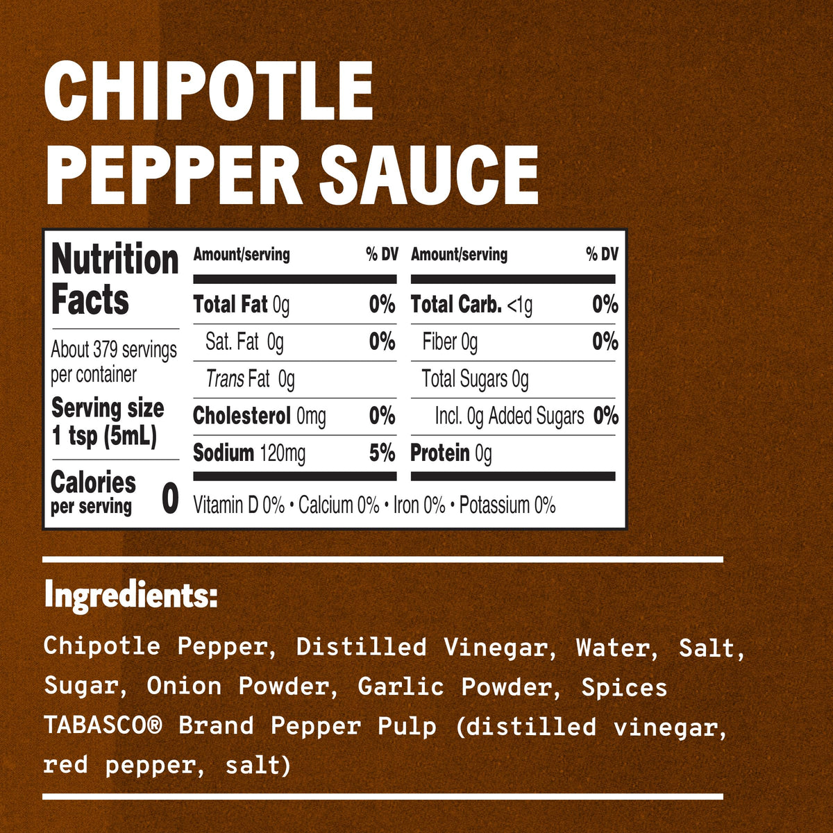TABASCO Chipotle Pepper Sauce, Medium Hot, Smoky & Smooth, 64 Fl Oz, Bulk Plastic Jug