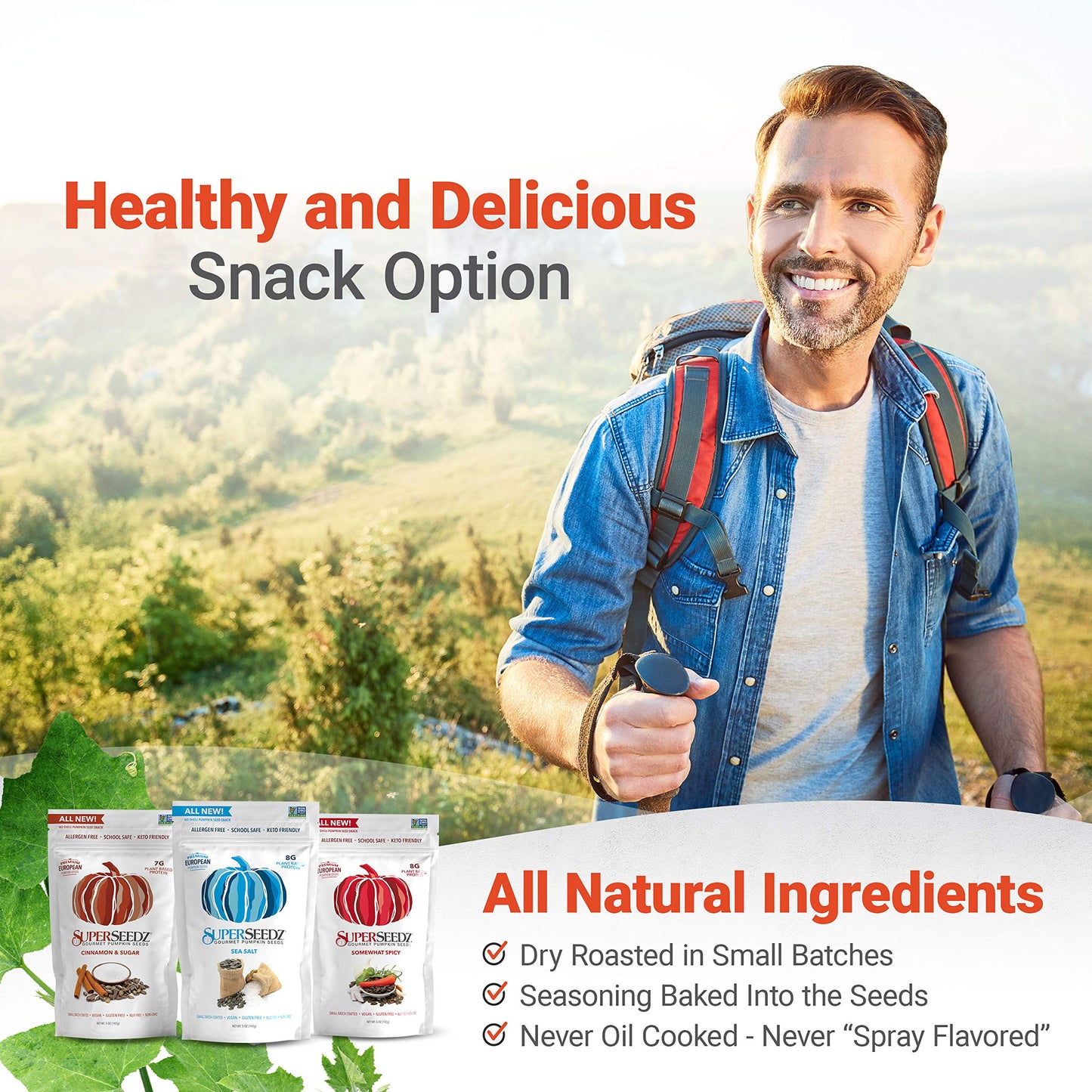 Superseedz Dry Roasted Pumpkin Seeds - Cinnamon & Sugar Pepitas, Vegan, Whole 30, Paleo, Healthy Snacks, 8G Plant Based Protein, Produced In Usa, Dairy Free, Nut Free, Gluten Free Snack (5Oz)