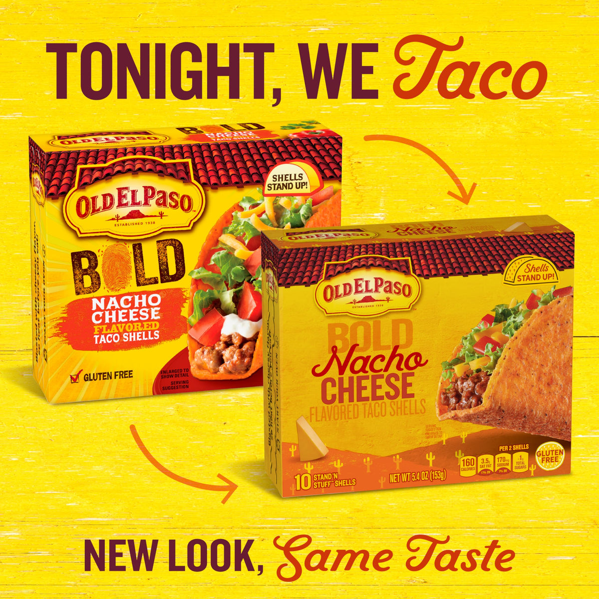 Old El Paso Stand 'N Stuff Bold Nacho Cheese Flavored Taco Shells, 10-Count (Pack Of 6)