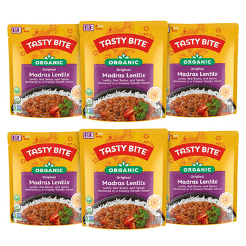 Tasty Bite Organic Madras Lentils, 10 Ounce, Pack of 6, Ready to Eat, Microwavable Entree, Vegetarian