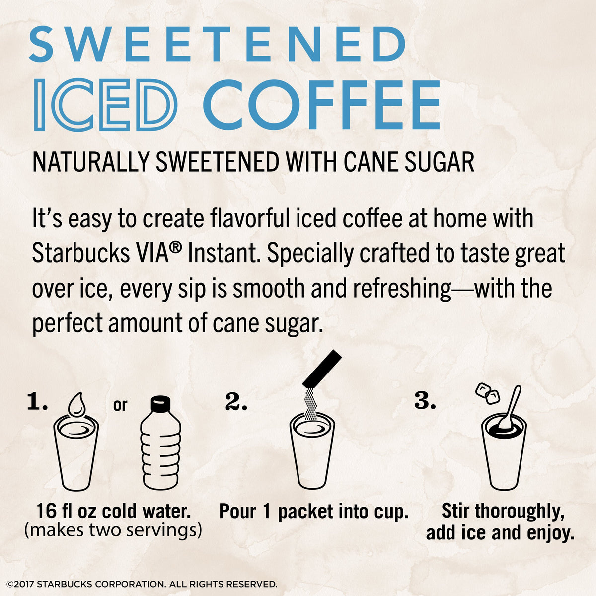 Starbucks Via Instant Coffee Medium Roast Packets - Sweetened Iced Coffee - 1 Box (6 Packets)