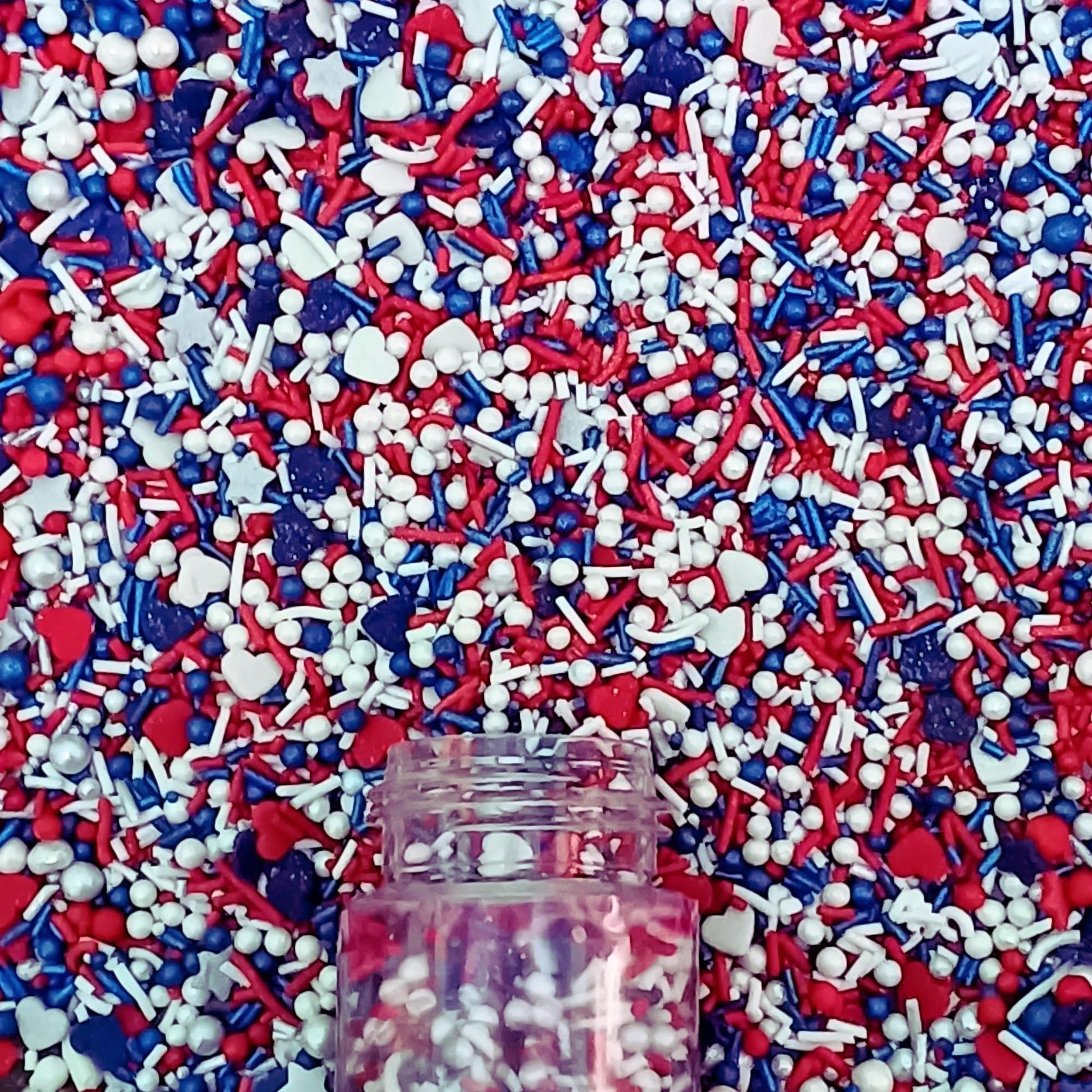 Confect Cake Mate Dessert Sprinkles - Edible Red, White & Navy Blue Toppings - Vegan, Gluten-Free - 4.2 Oz