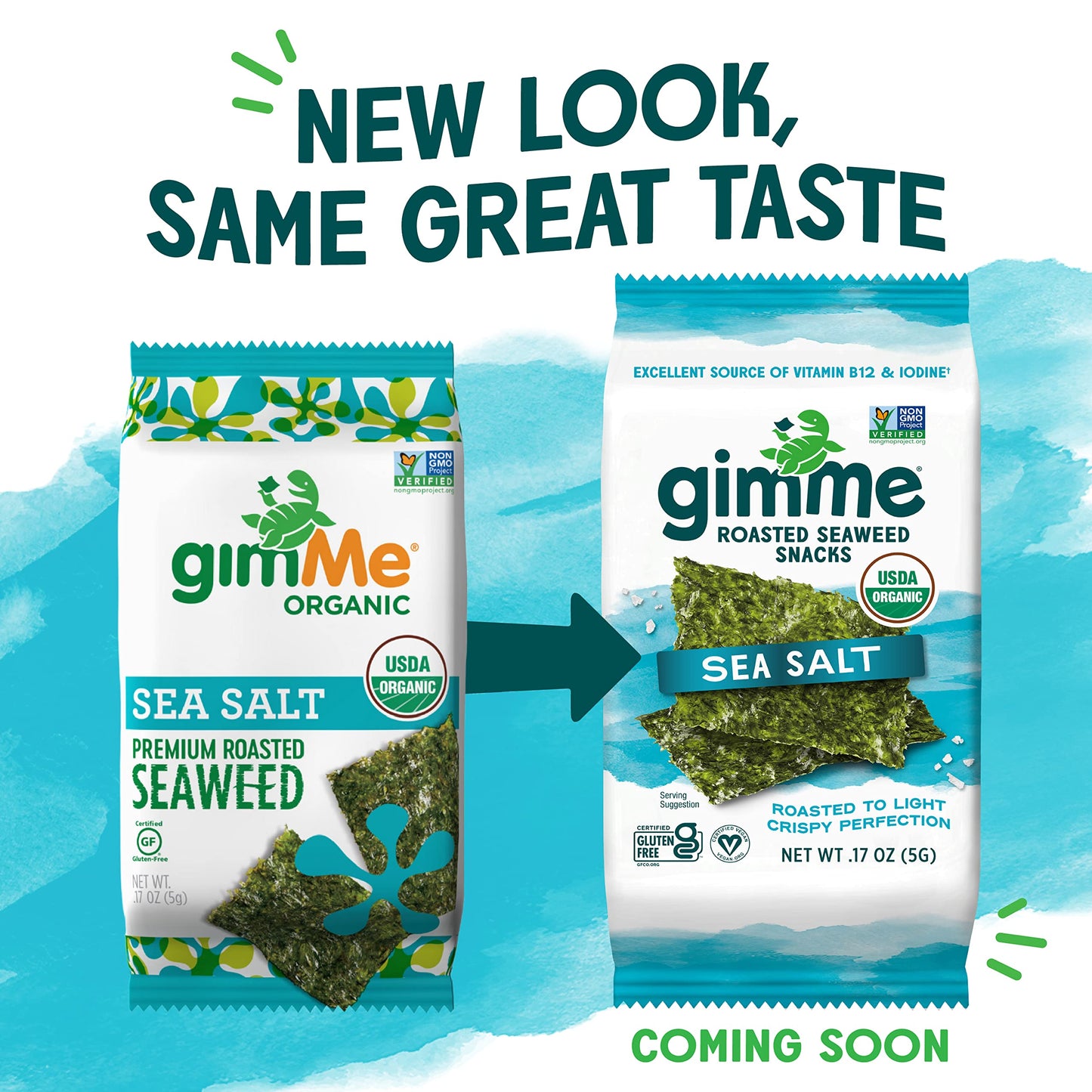 Gimme Organic Roasted Seaweed Sheets - Sea Salt - 12 Count - Keto, Vegan, Gluten Free - Great Source Of Iodine And Omega 3S - He