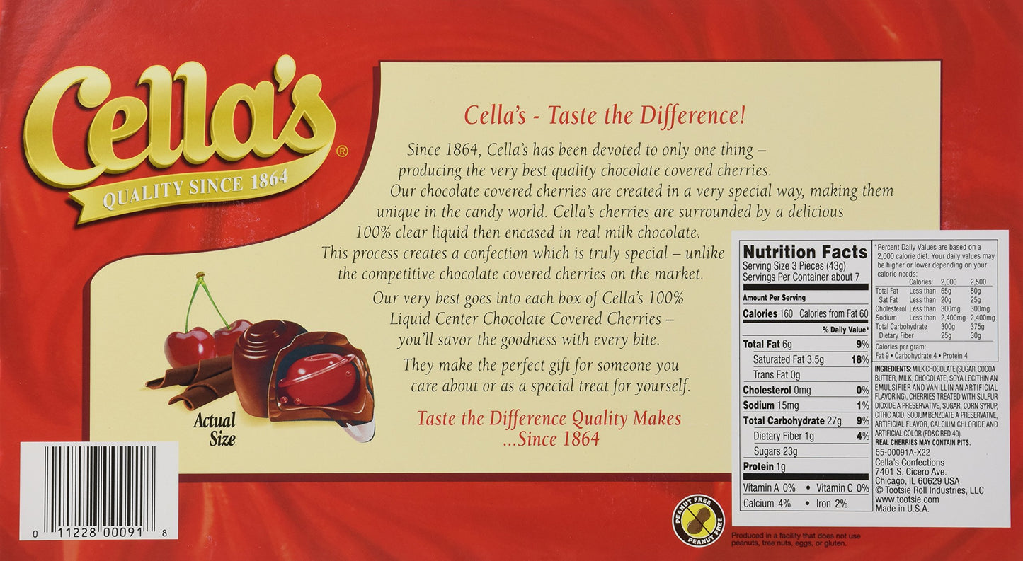 Cellas Milk Chocolate Covered Cherries, 22 Count, 11oz Pack