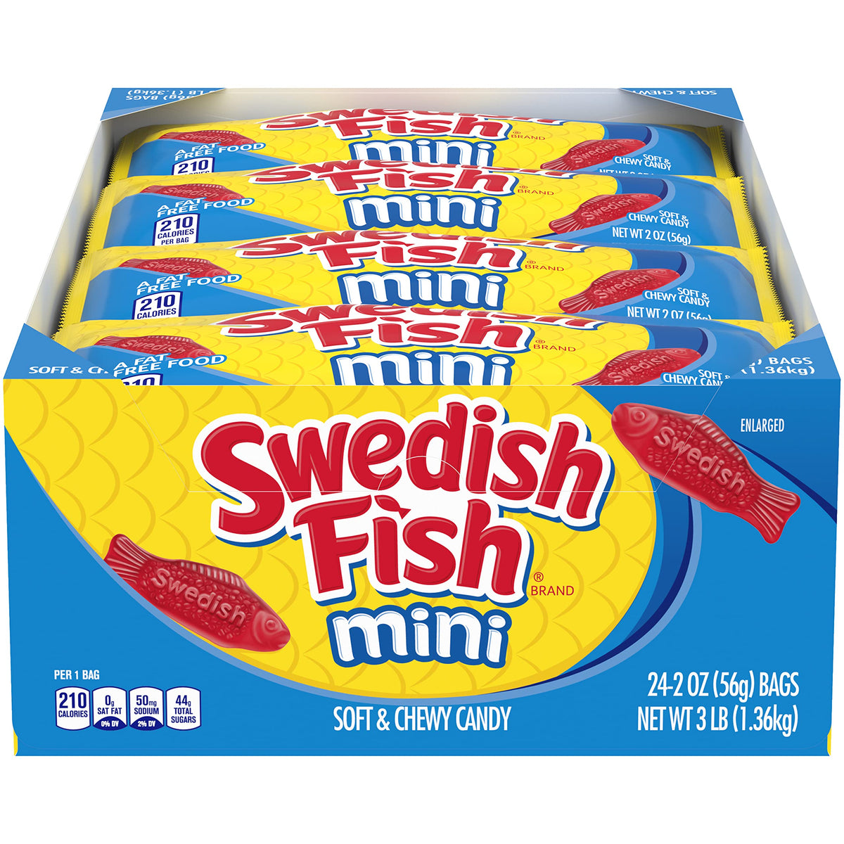 Swedish Fish Mini Soft & Chewy Candy, Halloween Candy, 24 - 2 Oz Bags