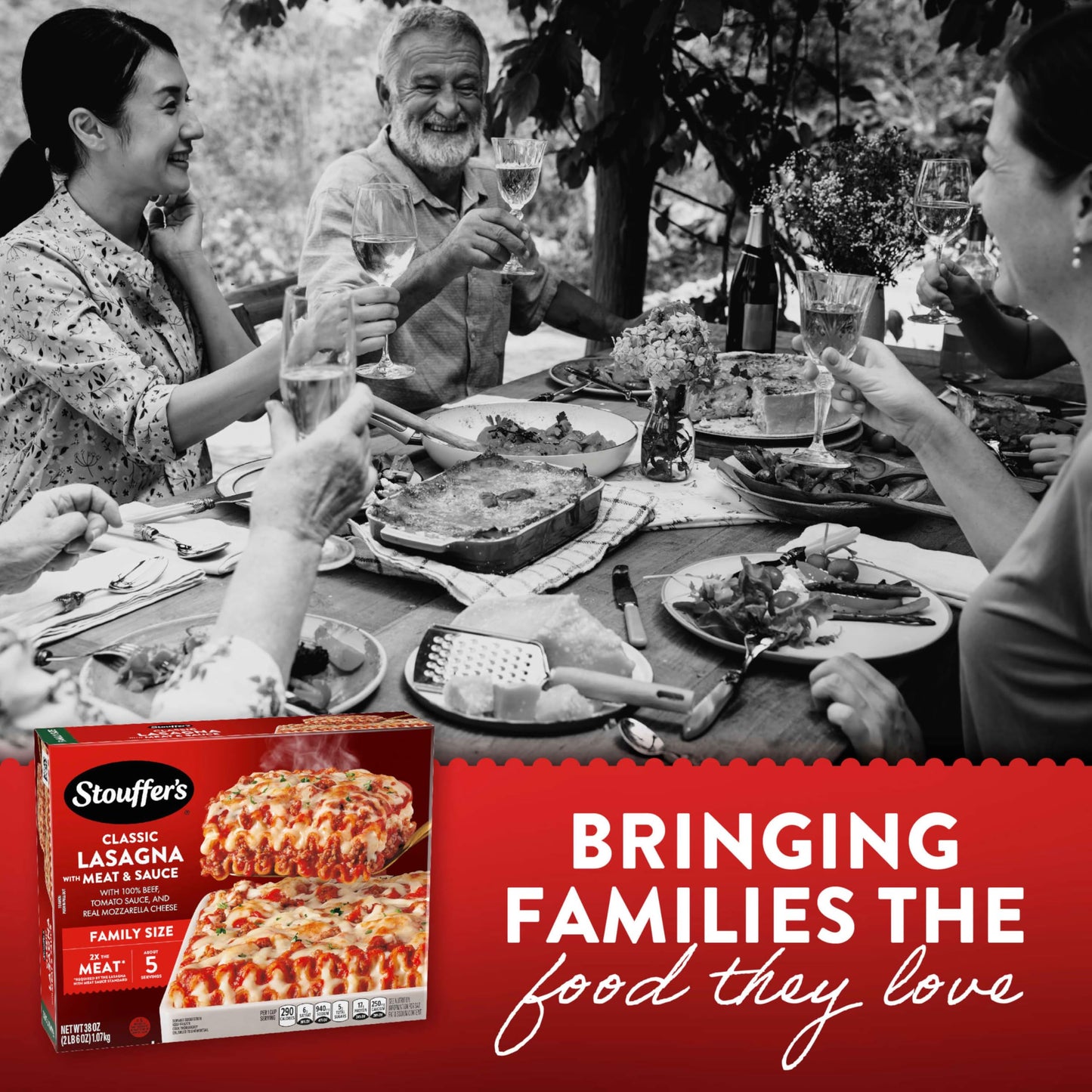 Stouffers Classic Lasagna with Meat and Sauce, Family Size, Easy Frozen Dinners, Family Lasagna, Meat Lasagna, Oven Ready Lasagn