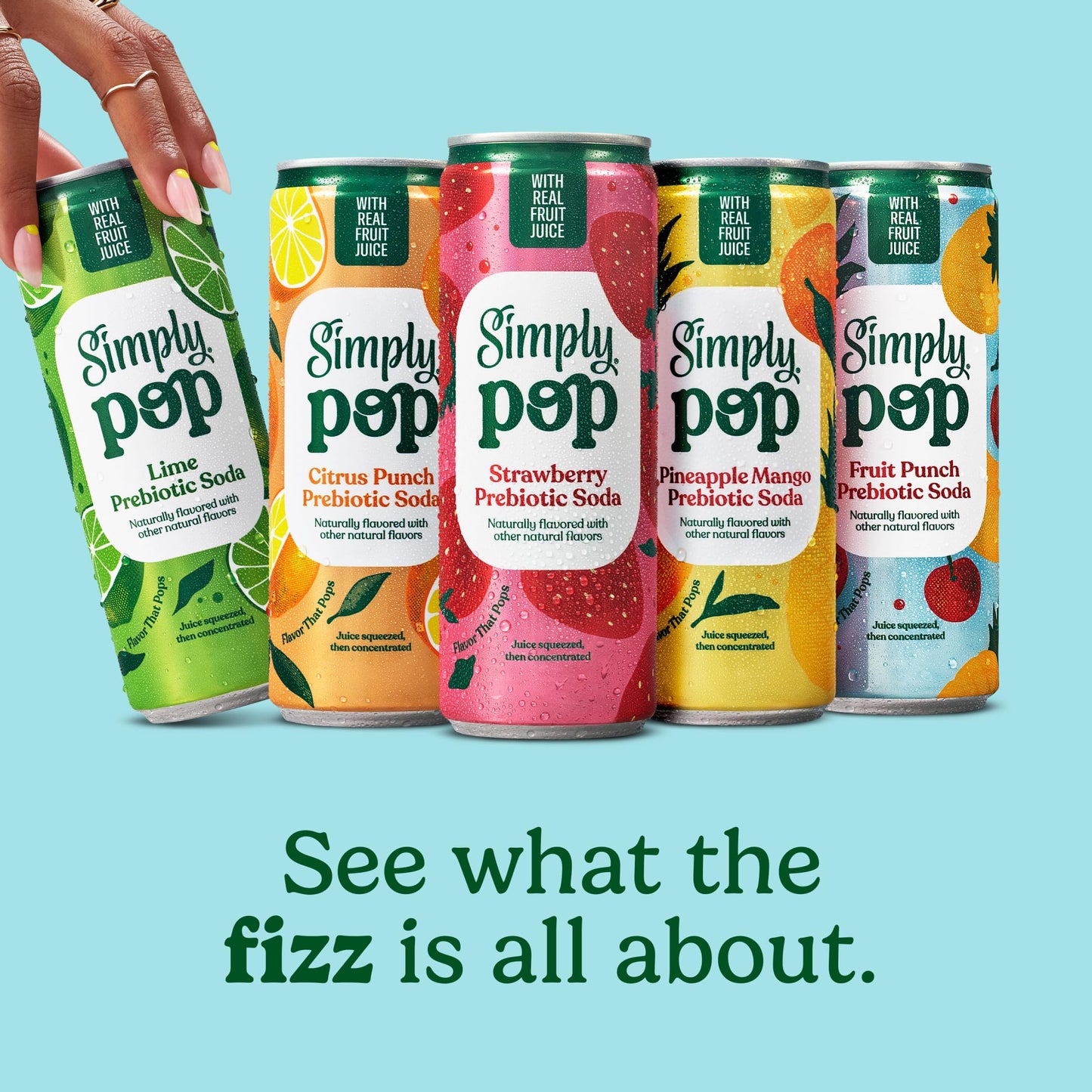 Simply POP Prebiotic Soda Lime Cans  12 fl oz  12 Pack