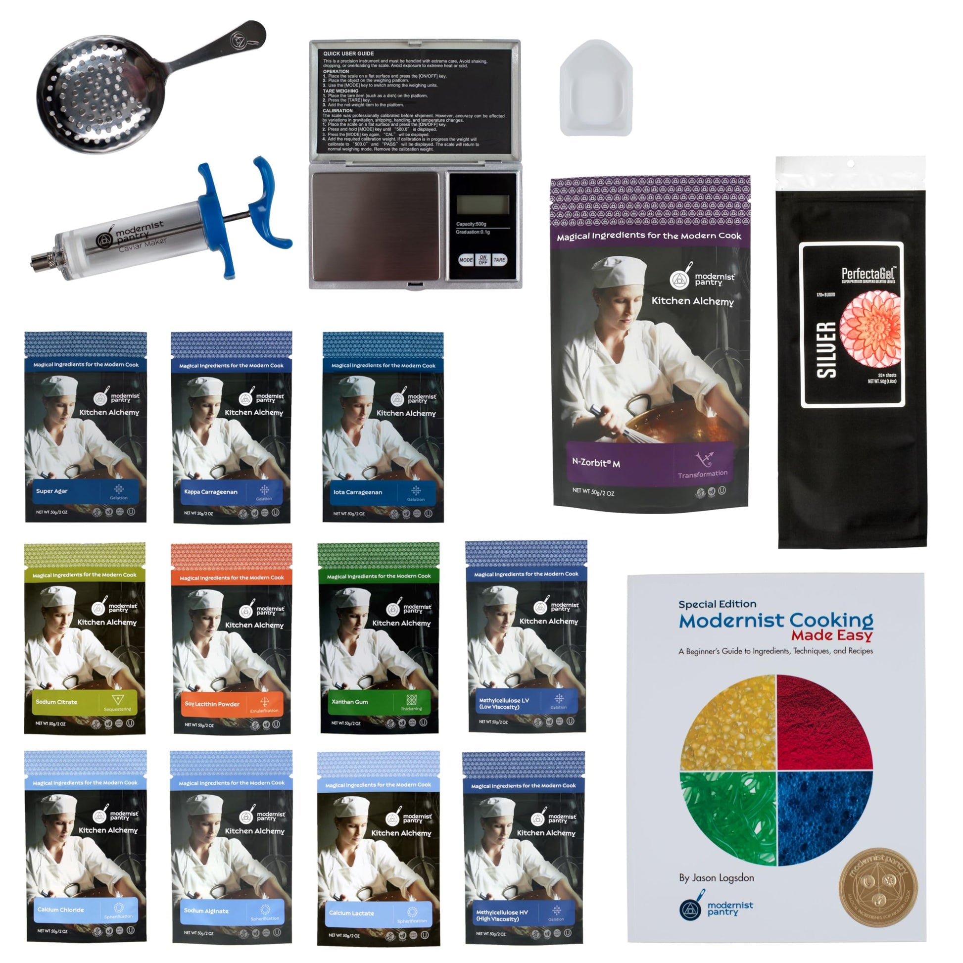 Modernist Pantry PREMIUM Molecular Gastronomy Starter Kit - 39 Piece Set, Non-GMO, Gluten-Free, OU Kosher Certified Ingredients