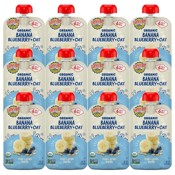 Earths Best Organic Baby Food Pouches, Wholesome Breakfast Puree for Babies 6 Months and Older, Organic Banana Blueberry and Oa