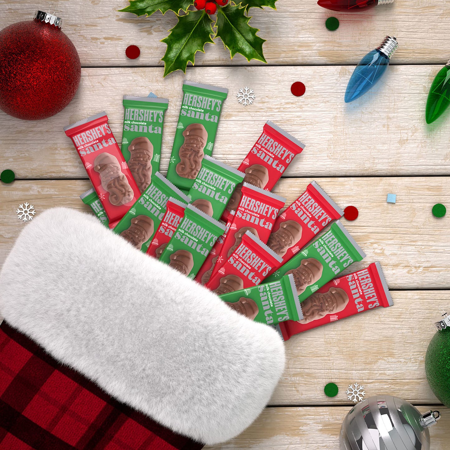 Hersheys Milk Chocolate Santas, Christmas Candy Bars, 1.2 Oz (36 Count)