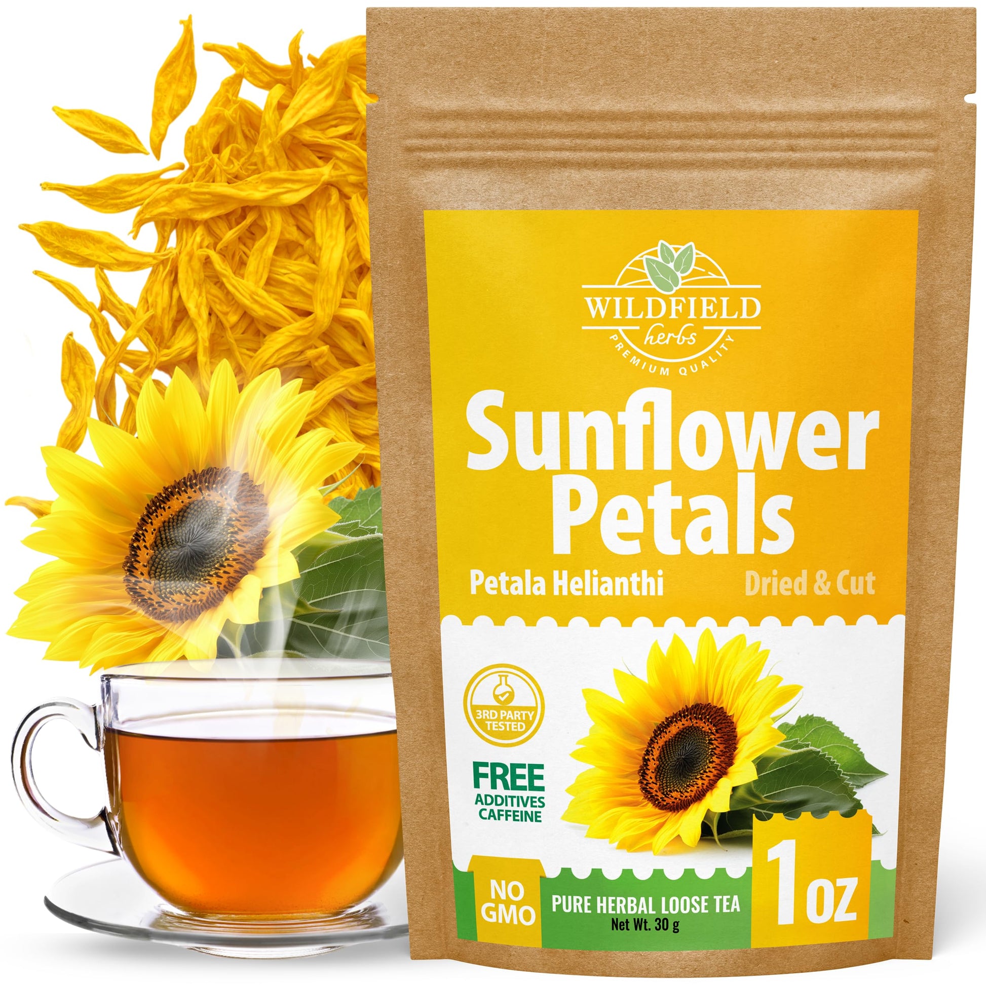 WILDFIELD HERBS Sunflower Petals Herbal Tea – 28g Dried Sunflower Petals, 1 Ounce