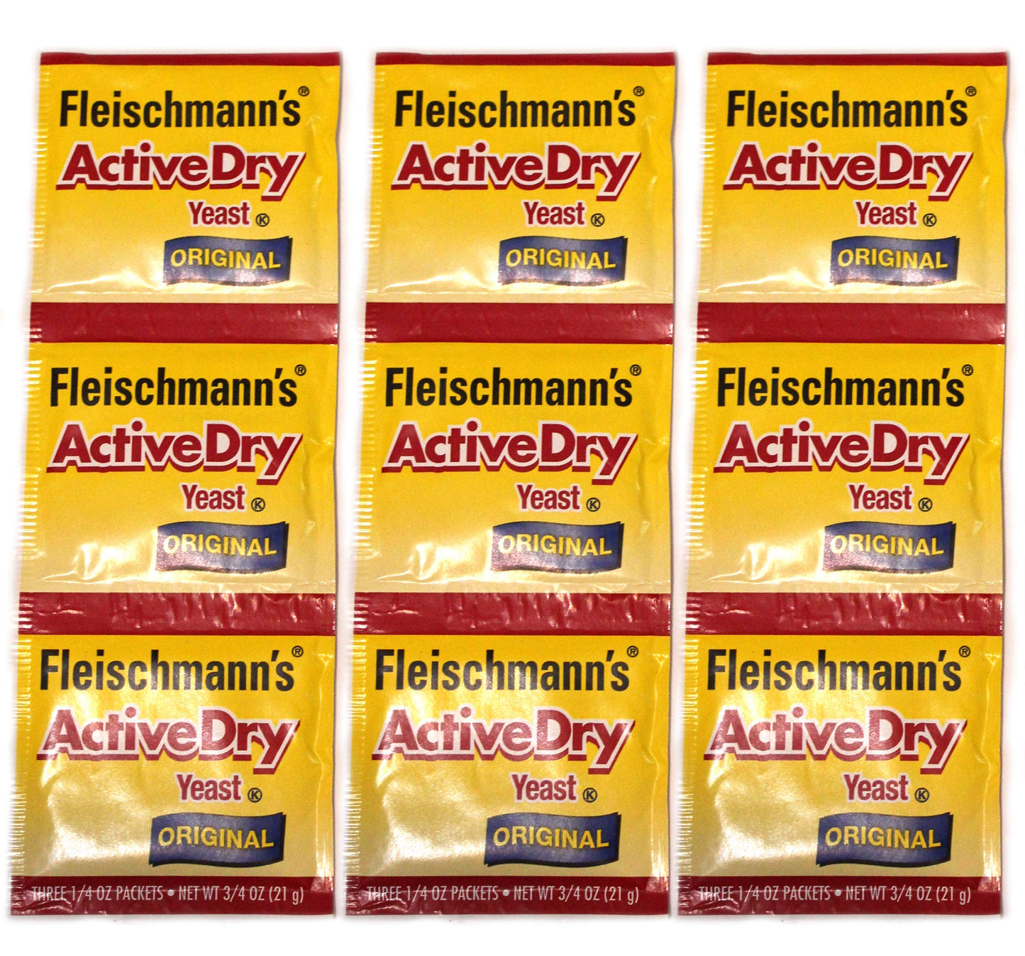 Fleischmanns Active Dry Yeast Strip, 9 Count, 0.25 Ounce Each, Baking Essentials